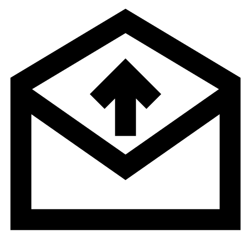 Mail, open, arrow icon