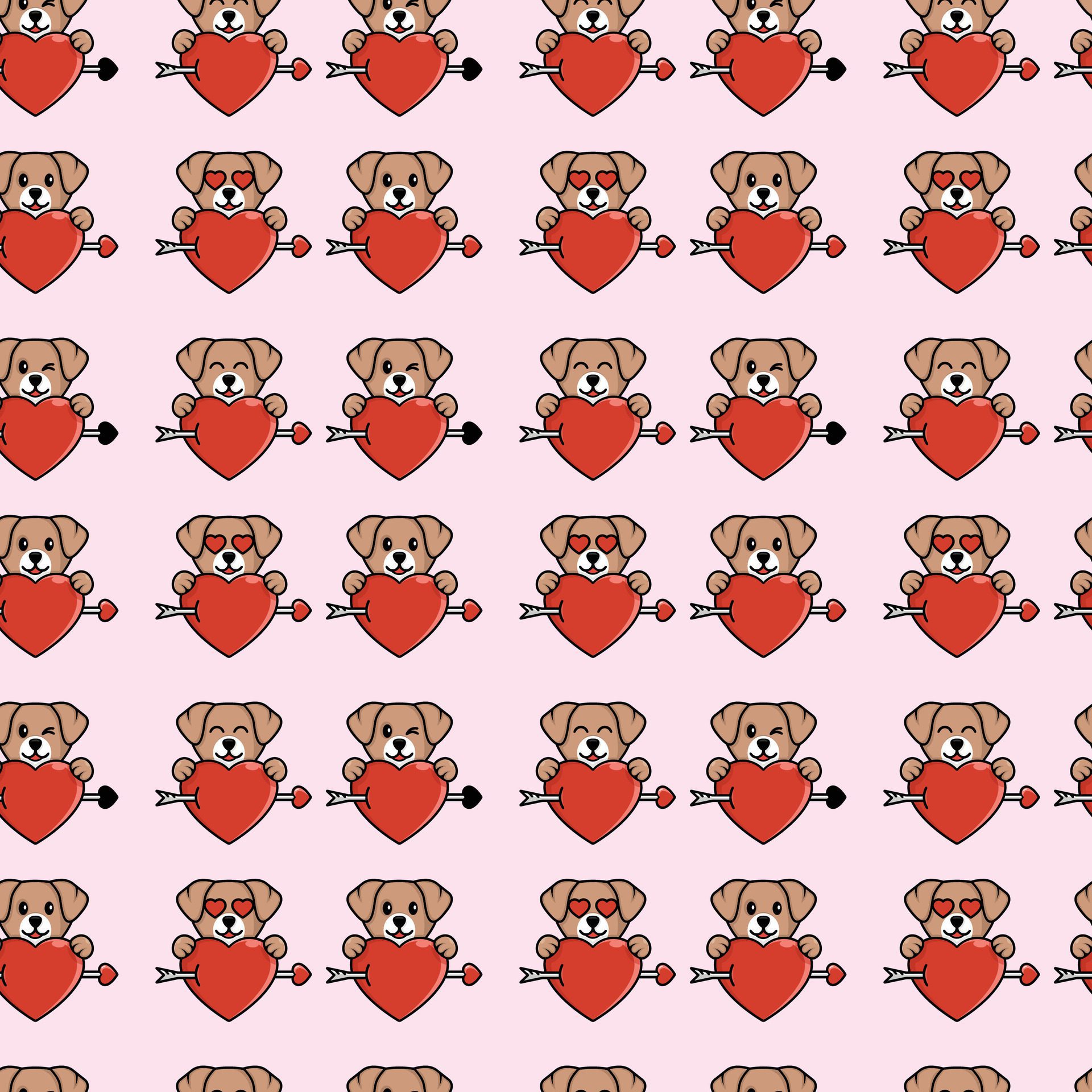 Lovely Pug Seamless Pattern Design Free Vector