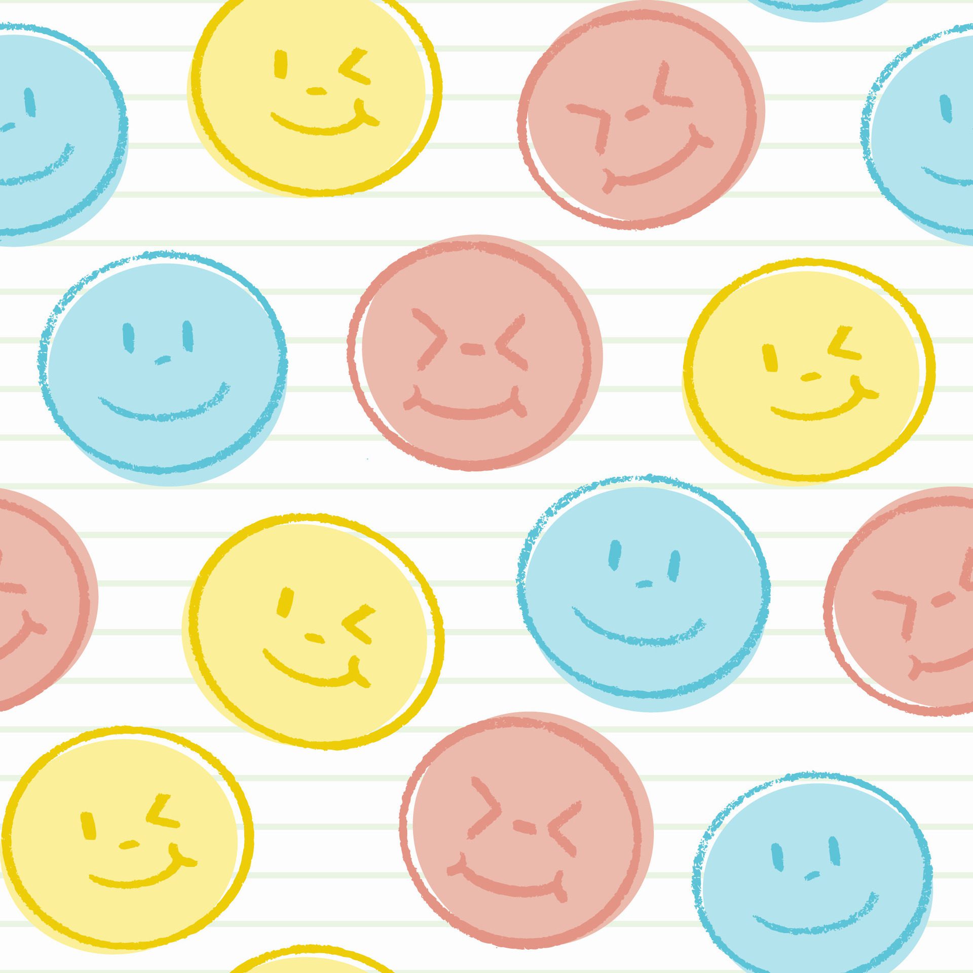 Colorful Smile emoticon seamless pattern Free Vector