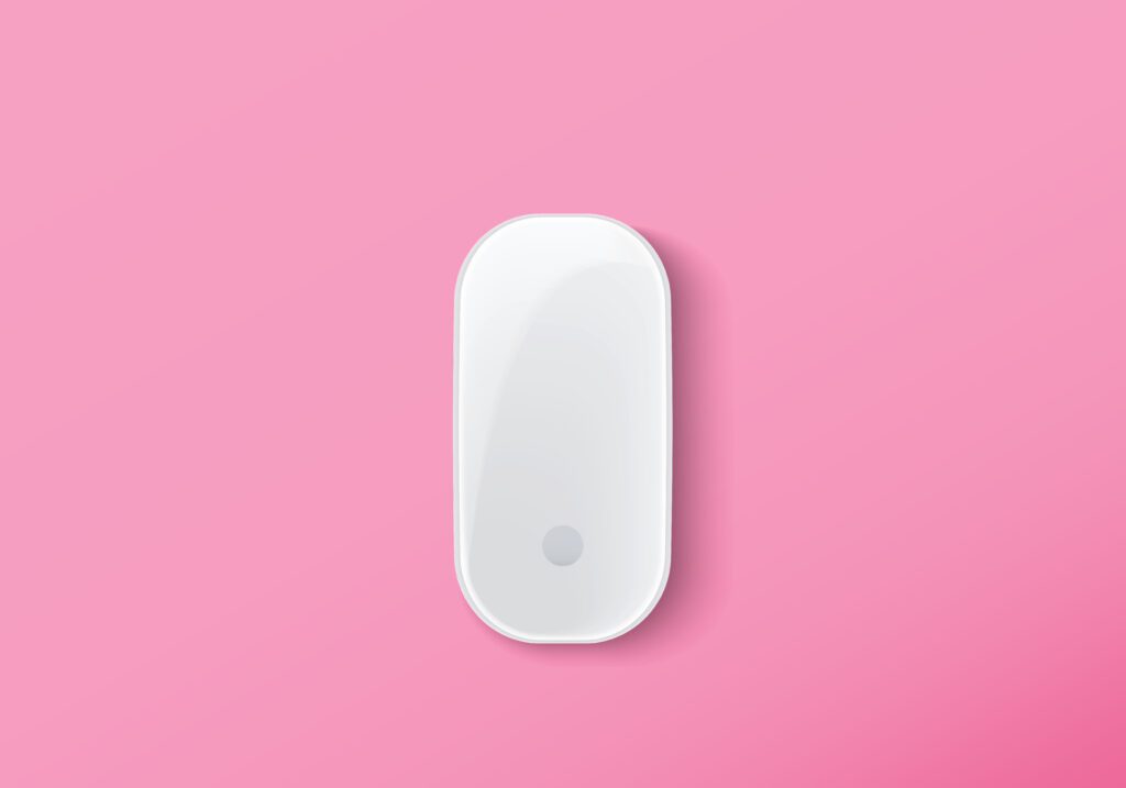 
									Realistic wireless mouse isolated on pink background Free Vector