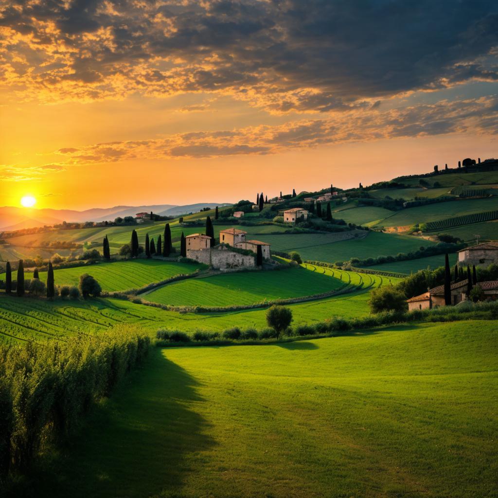 Countryside italy sunset by by @ai_generated