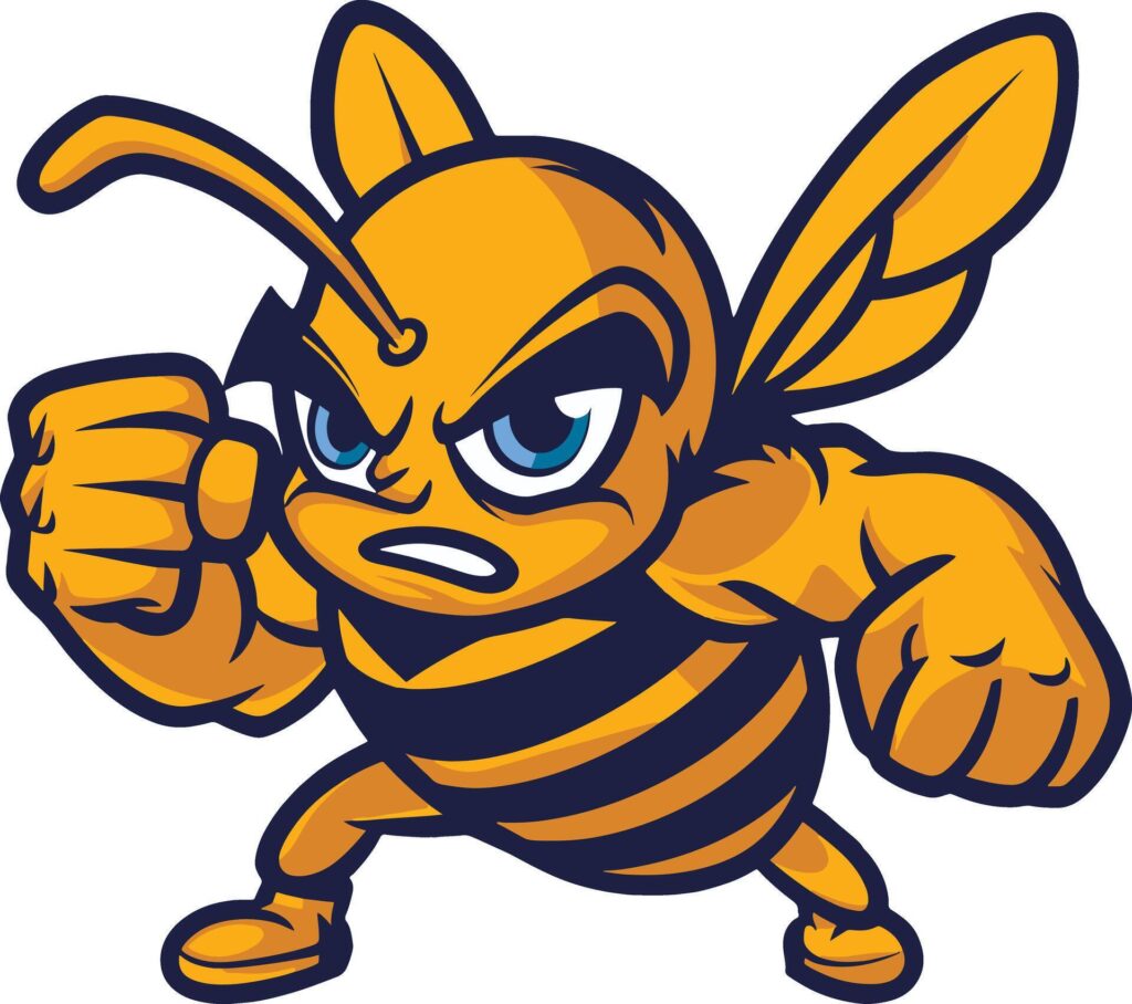 icon of a muscular and angry standing bee Stock Free