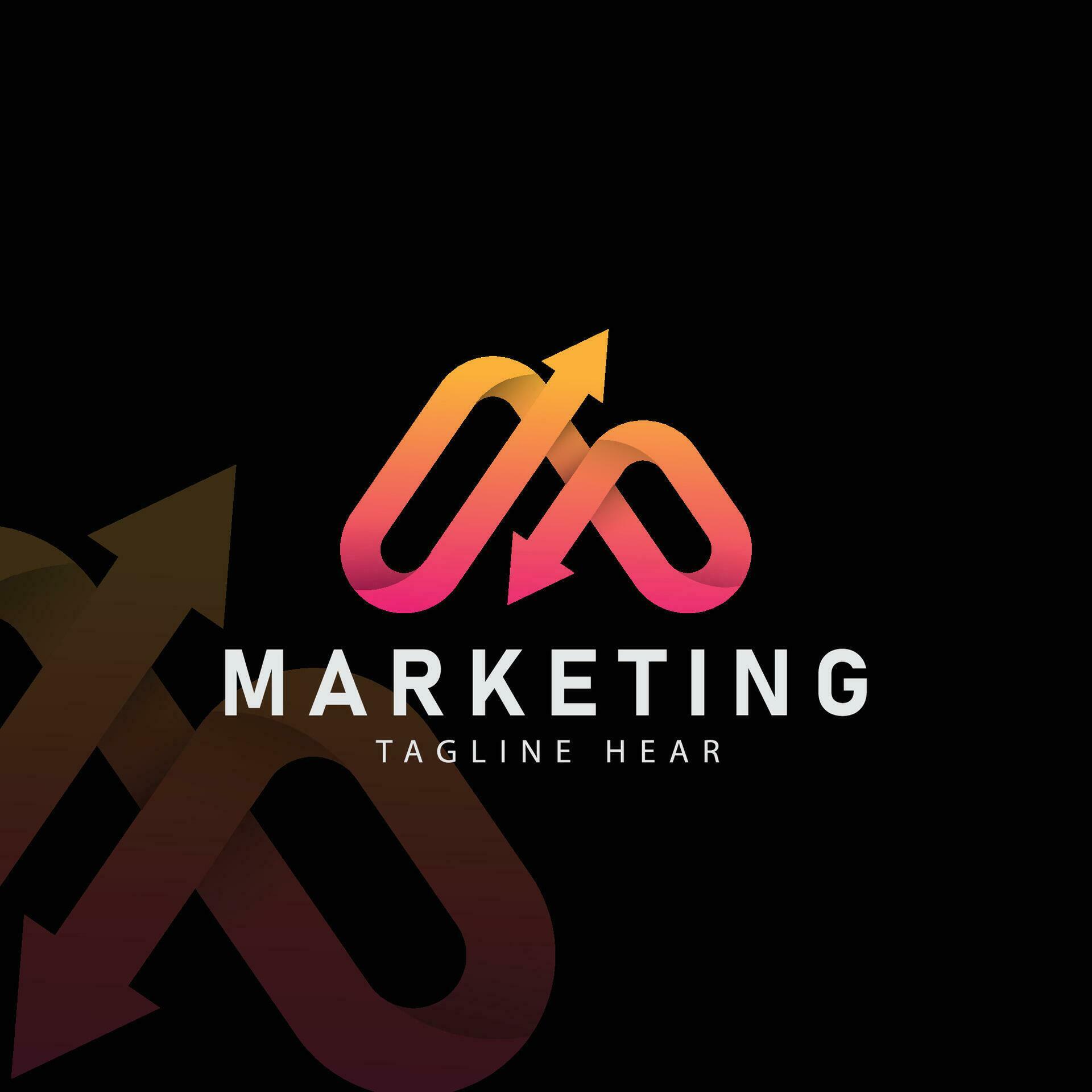 letter M trade marketing logo design Logo design Template with Arrow icon on dark background. Stock Free