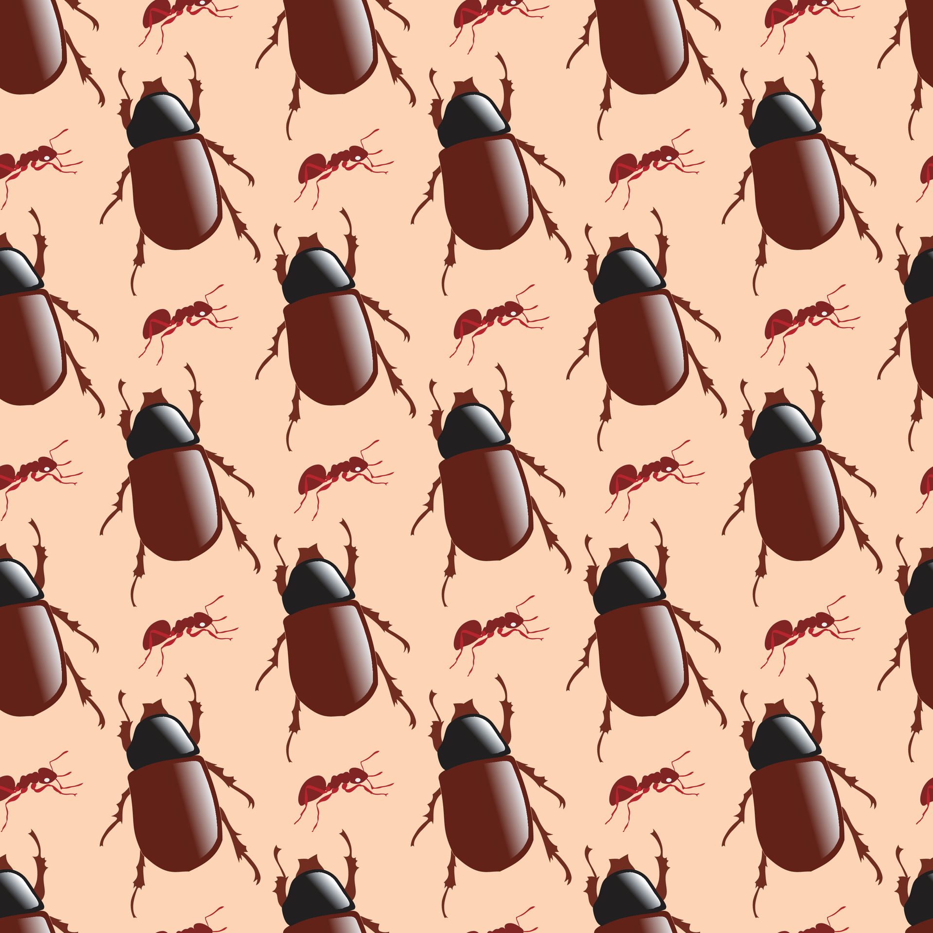 Beetles Seamless Pattern Design Free Vector