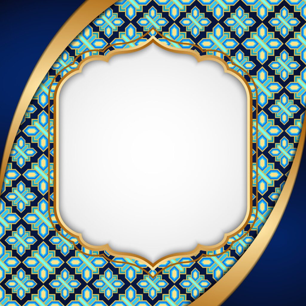 Blue and gold luxury islamic frames Free Vector