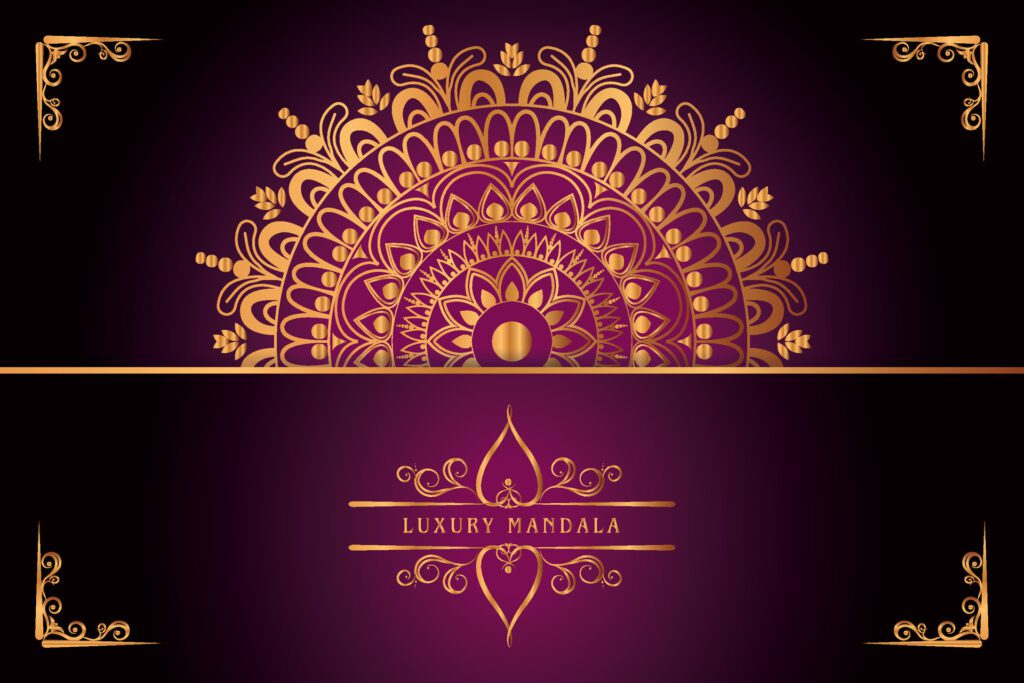 golden mandala design with gradients background Free Vector