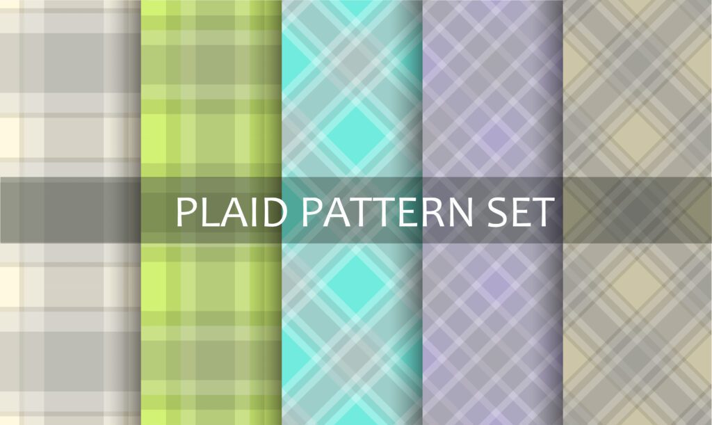 Plaid Pastel Spring Pattern Set Free Vector