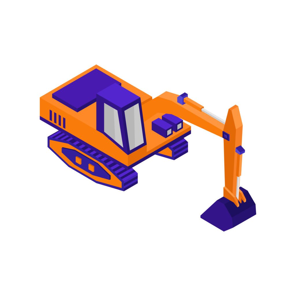 Isometric excavator on a background Free Vector