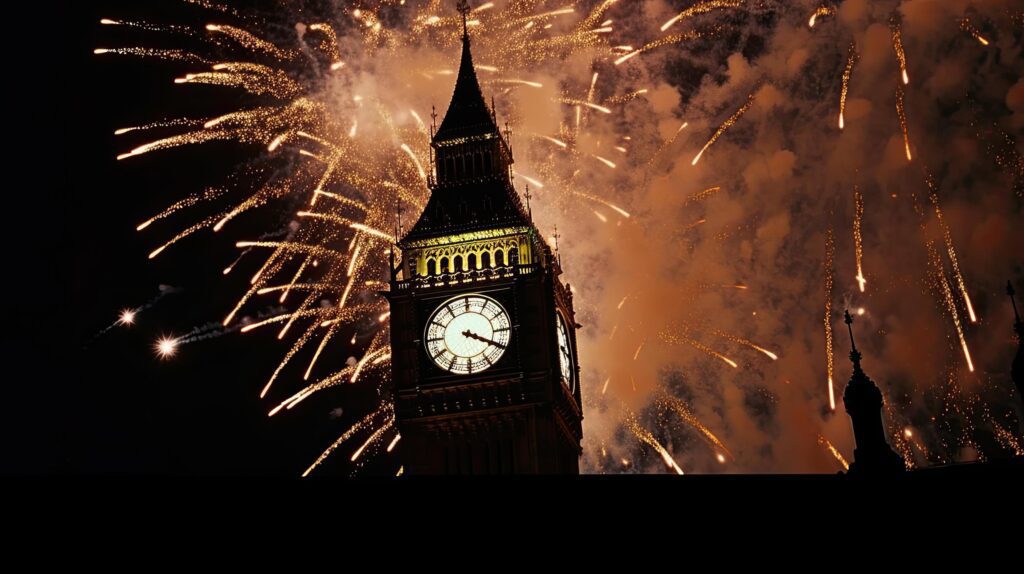 Holiday Fireworks in London. Illustration Stock Free