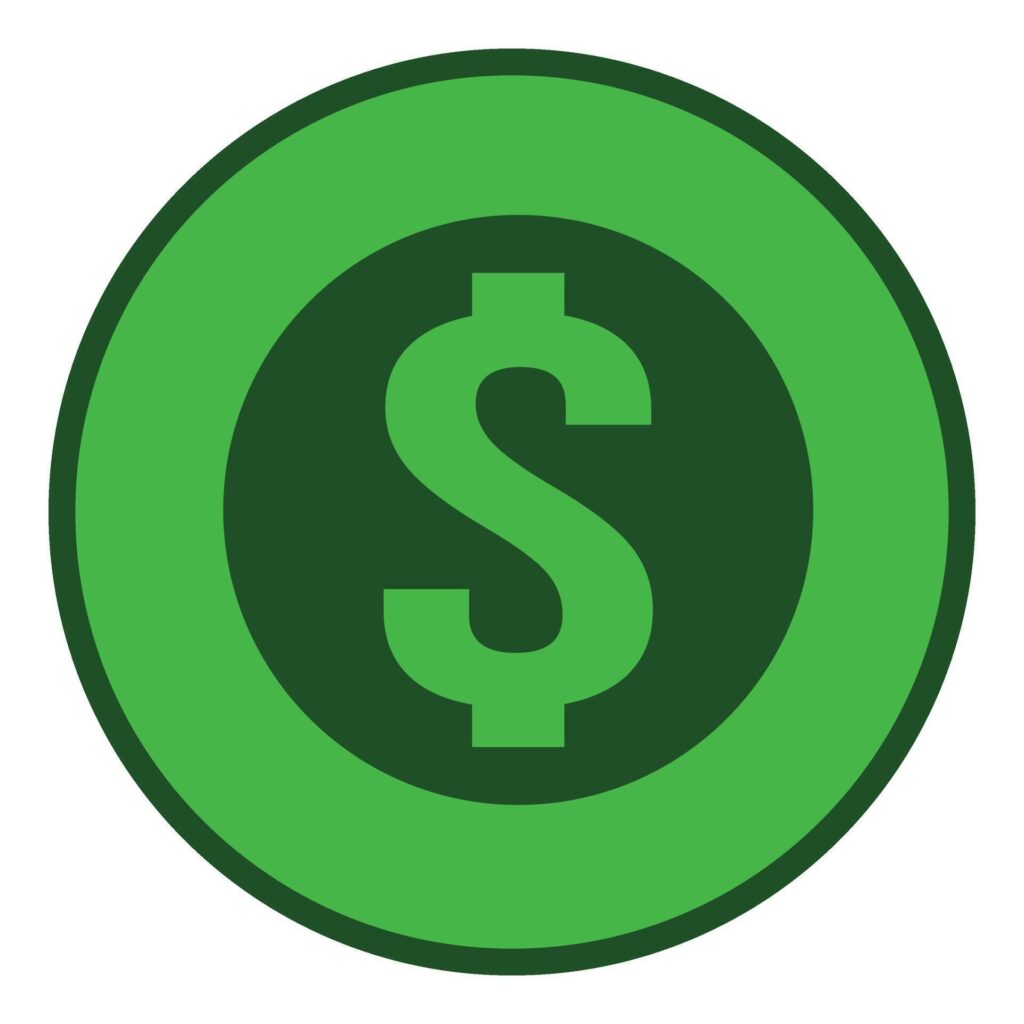 Dollar coin green icon Stock Free