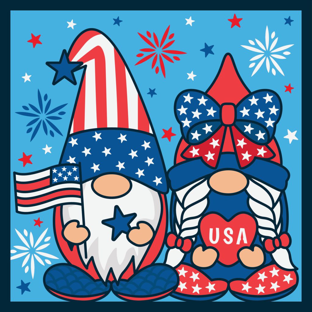 4th of July Gnome Patriotic Background Free Vector