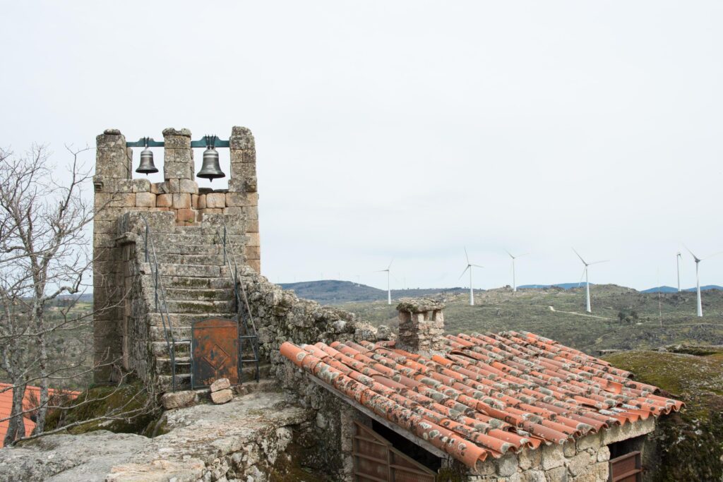 Wind power generation in a rural area Stock Free