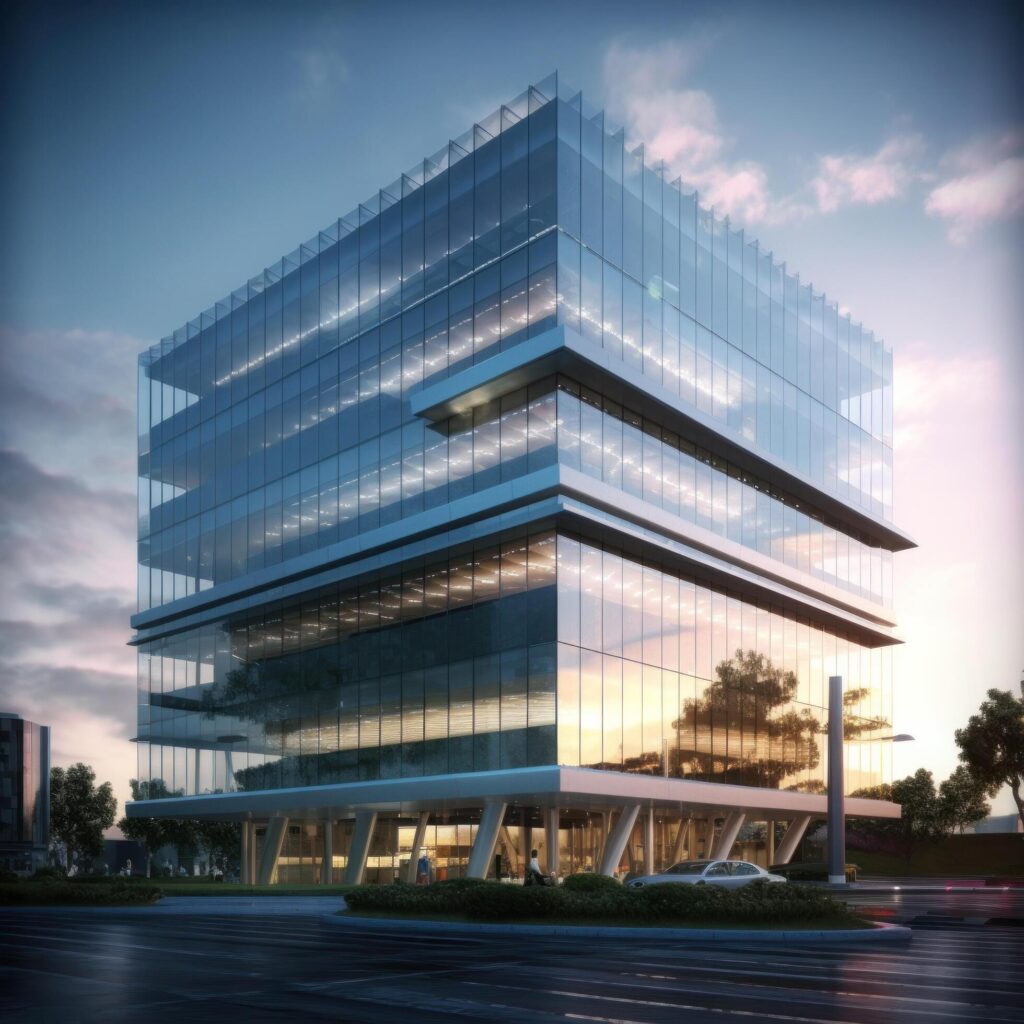 Modern office building. Illustration Stock Free