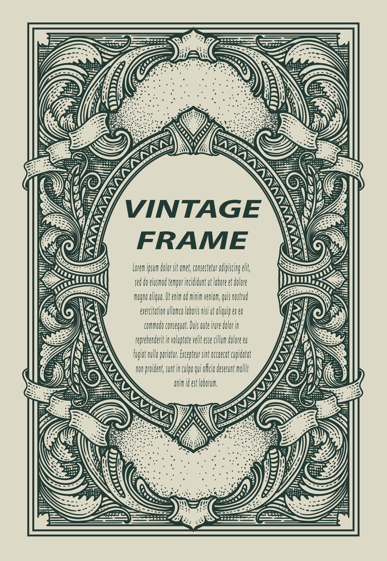 Vintage border frame engraving with antique ornament pattern – Eps 10 Free Vector