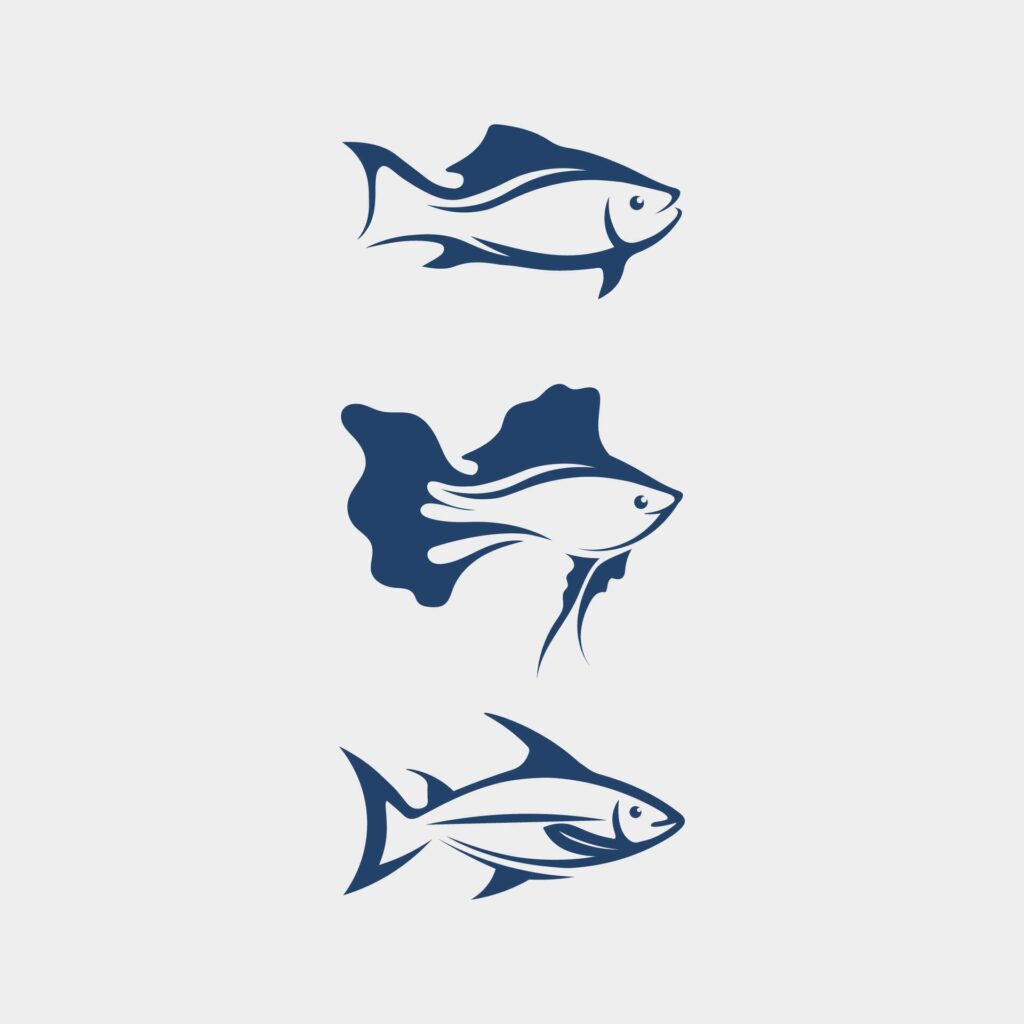 Fish abstract icon design logo template,Creative symbol of fishing club or online Stock Free