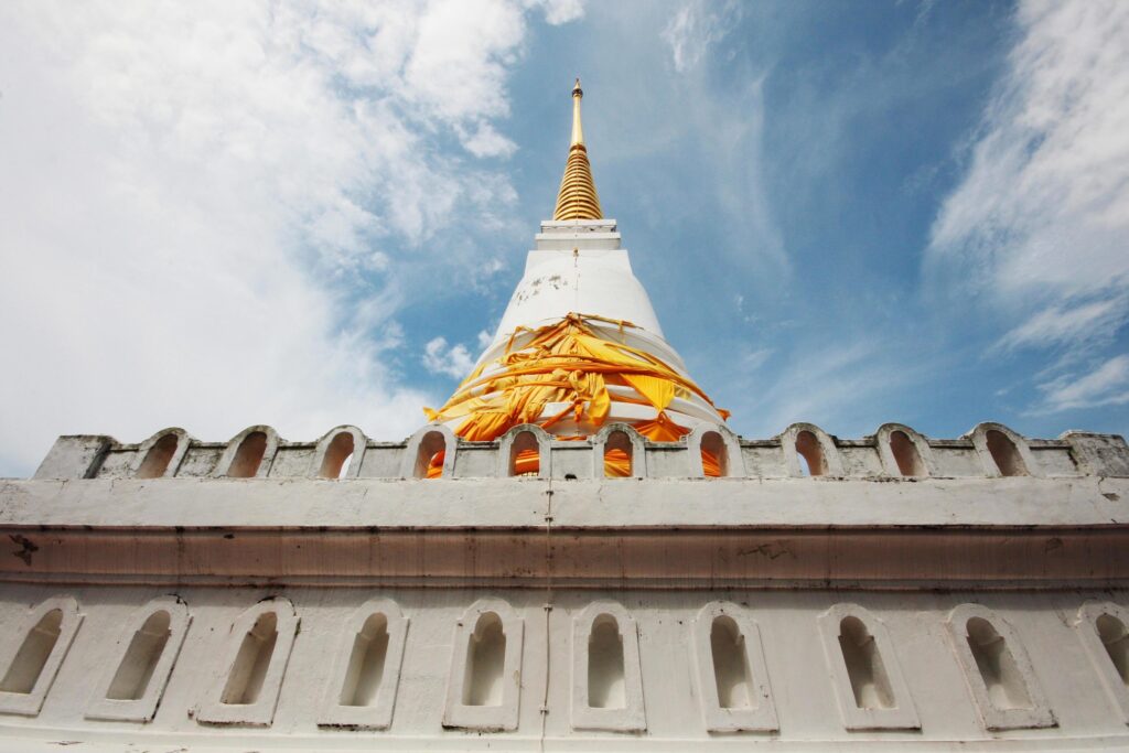 Heritage White Pagoda temple located at Tangkouan Hill of Songkla city, Thailand Stock Free