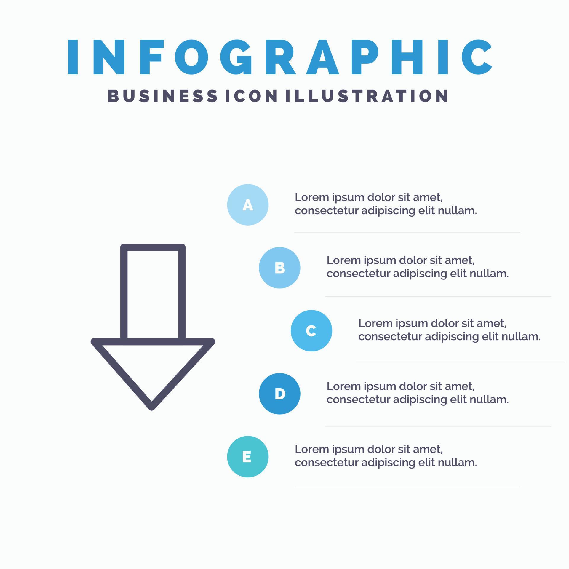 Arrow Down Down Arrow Direction Line icon with 5 steps presentation infographics Background Stock Free