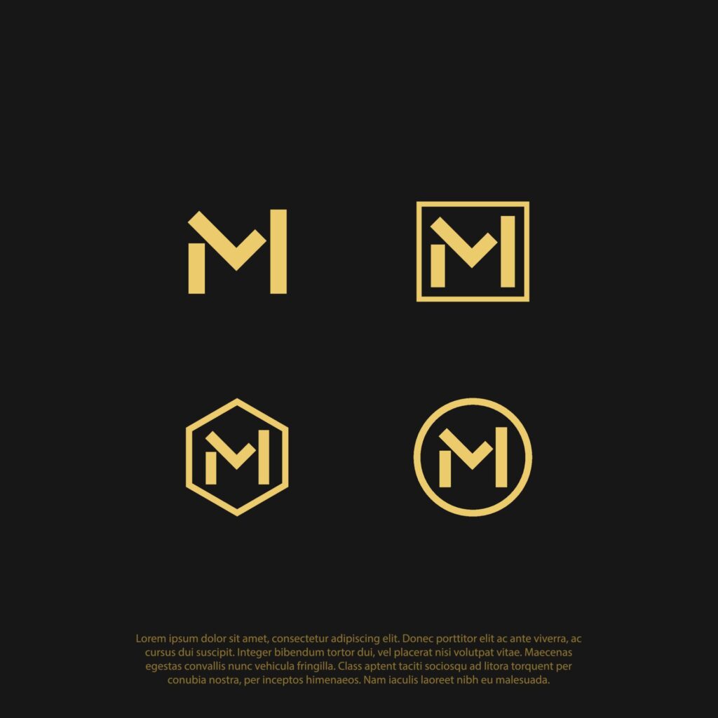 Lettering LM logo, combining letter L and M in one shape as LM luxury, exclusive logo design vector templates Stock Free