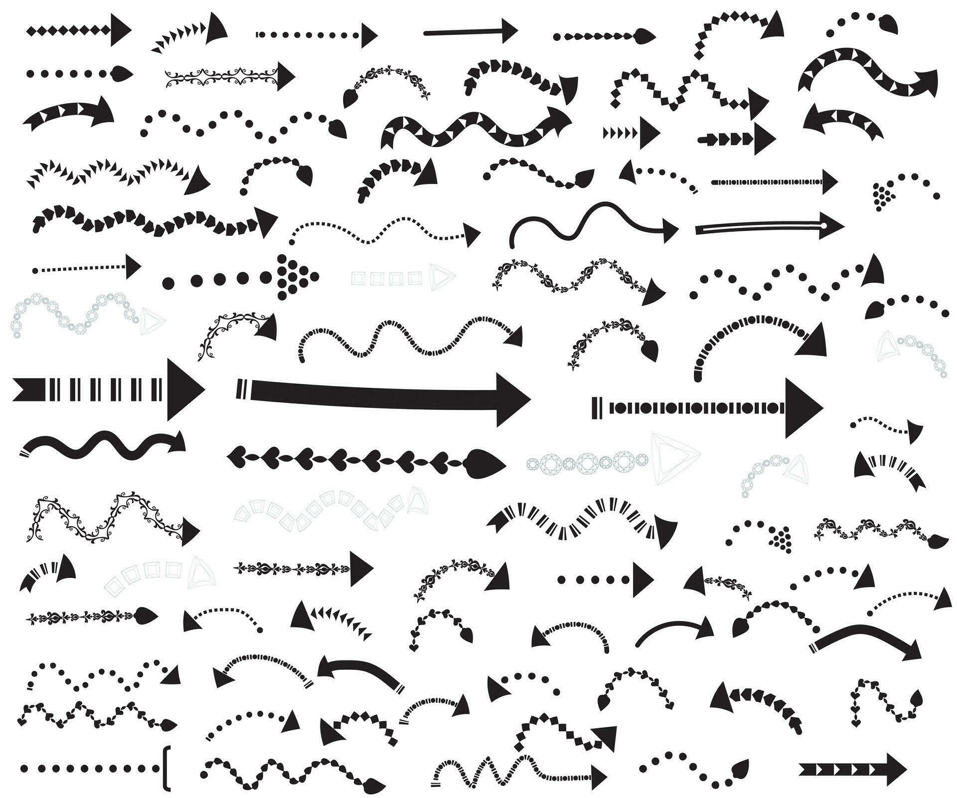 Arrows big black set icons. Arrow icon. Arrow vector collection. Arrow. Cursor. Modern simple arrows. Vector illustration Stock Free