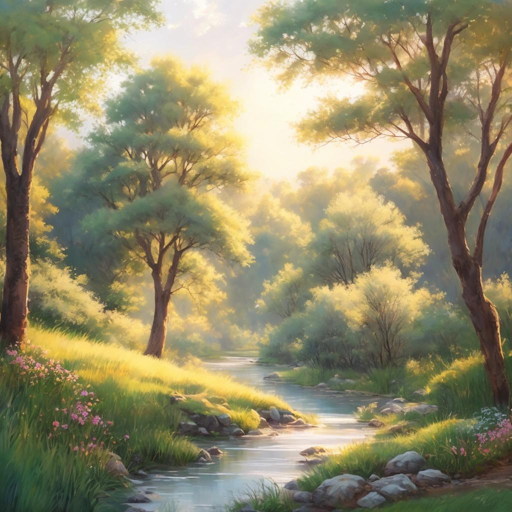 “Nature landscape, serene setting, by @ai_generated