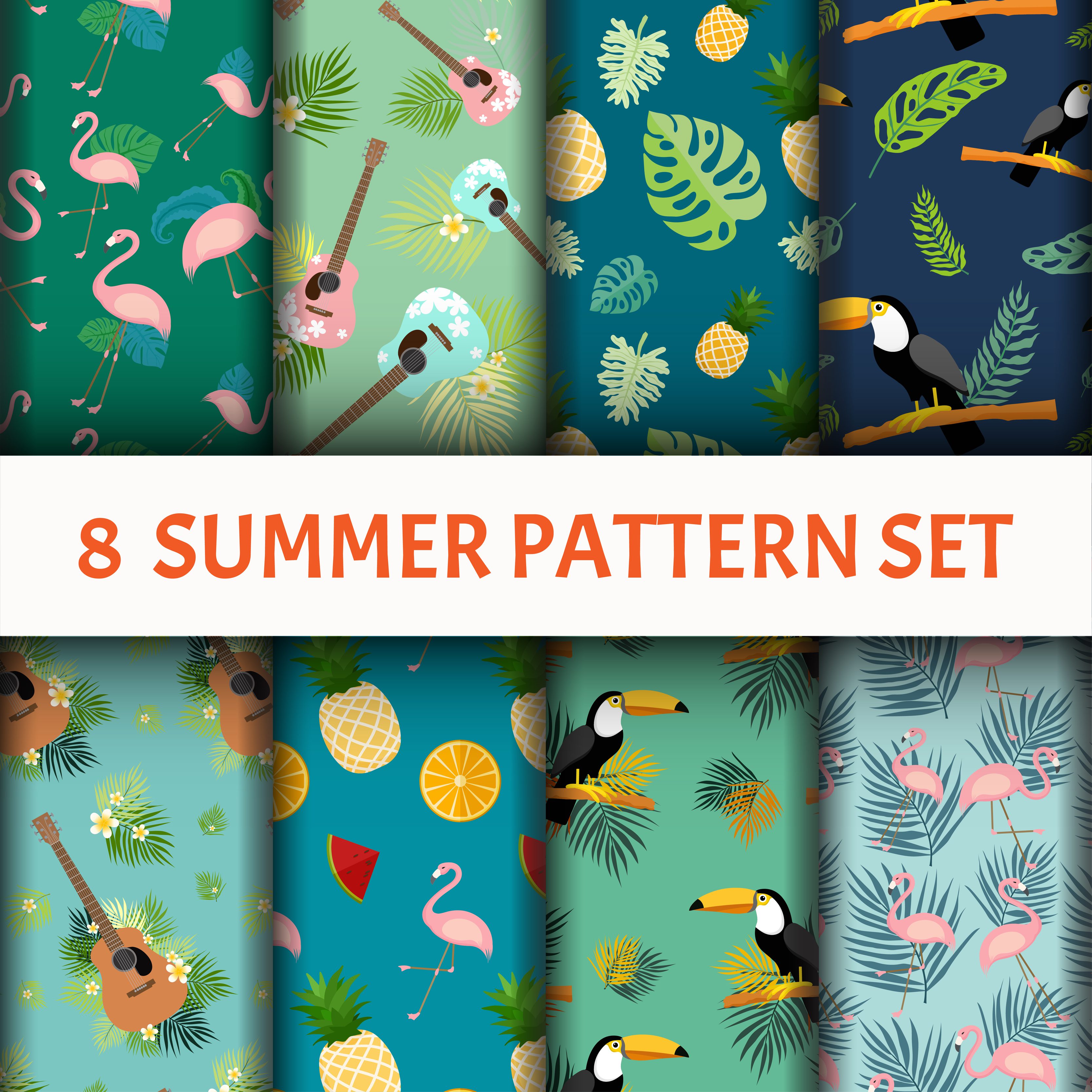 Summer vibes Pattern set Free Vector