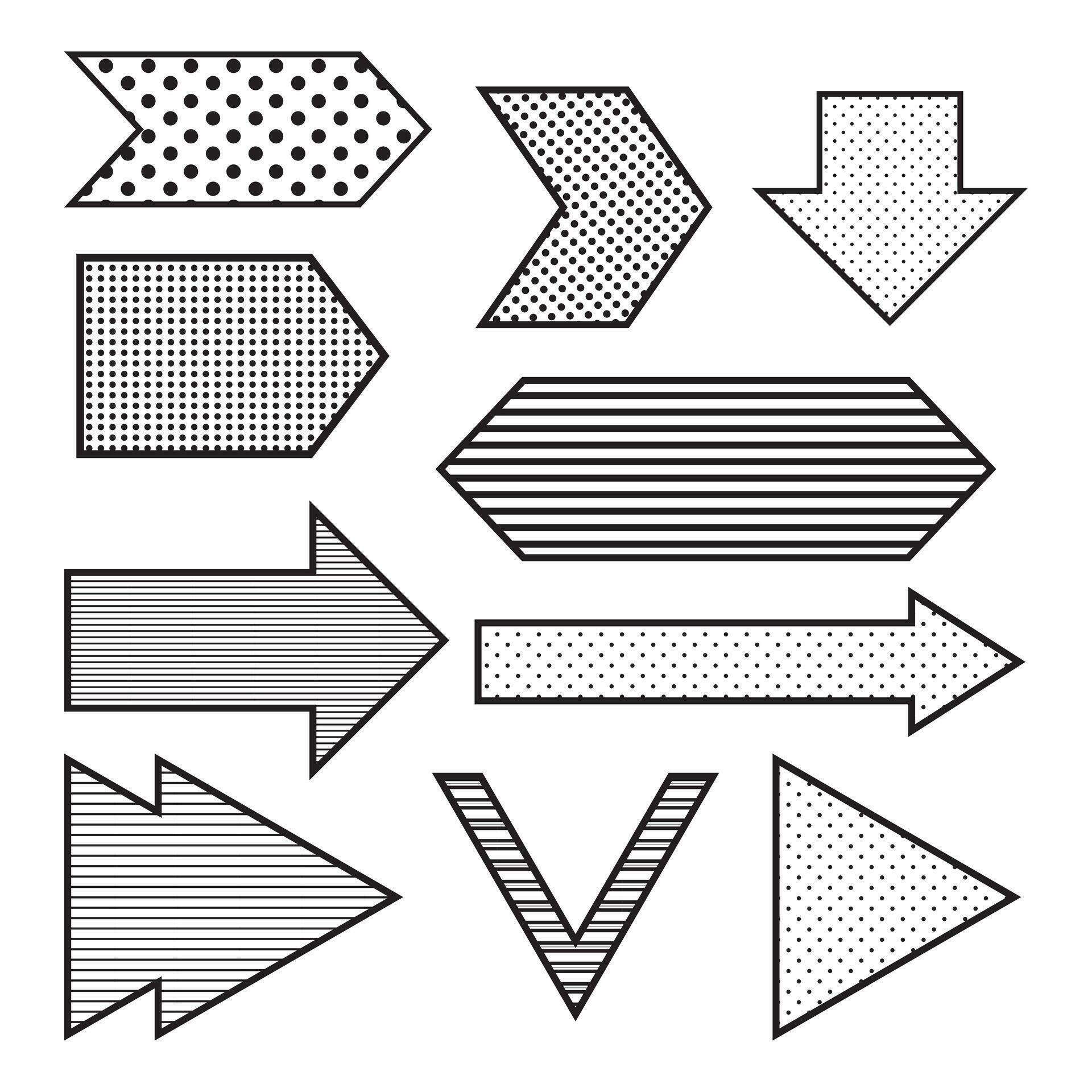 Collection of arrows with simple patterns various shapes Stock Free