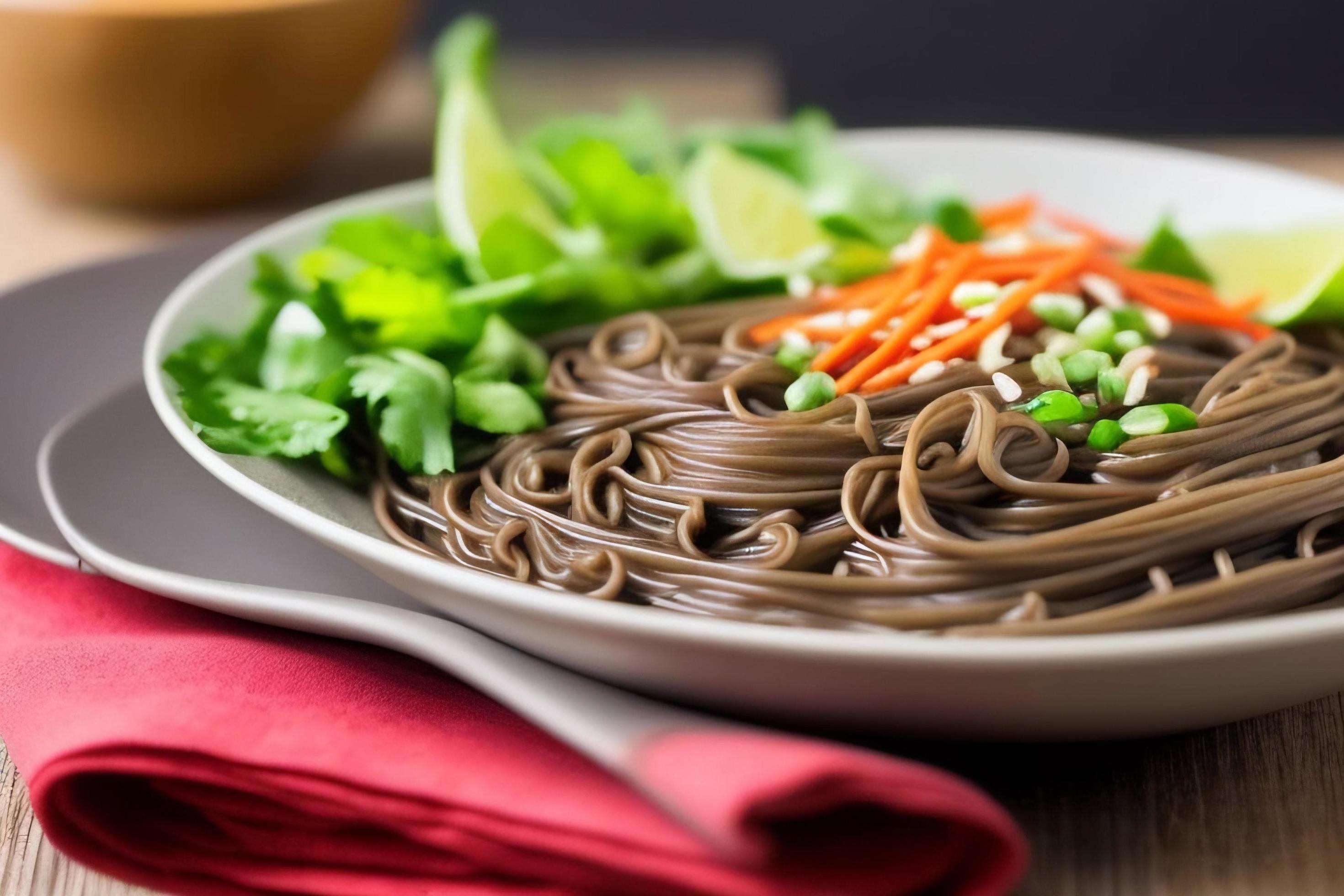 Delicious noodles. Fast food meal with appetizing pasta and chopsticks. Stock Free