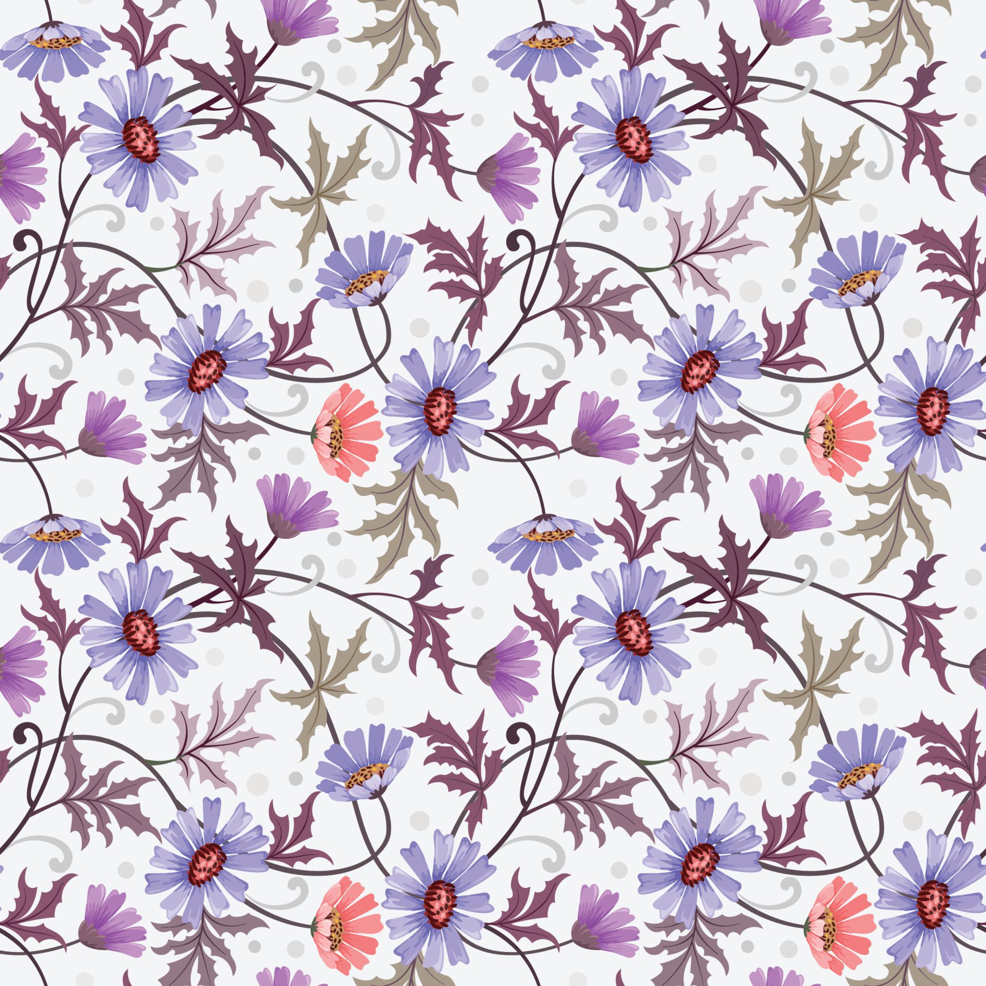 Fowers seamless pattern for fabric textile wallpaper. Free Vector