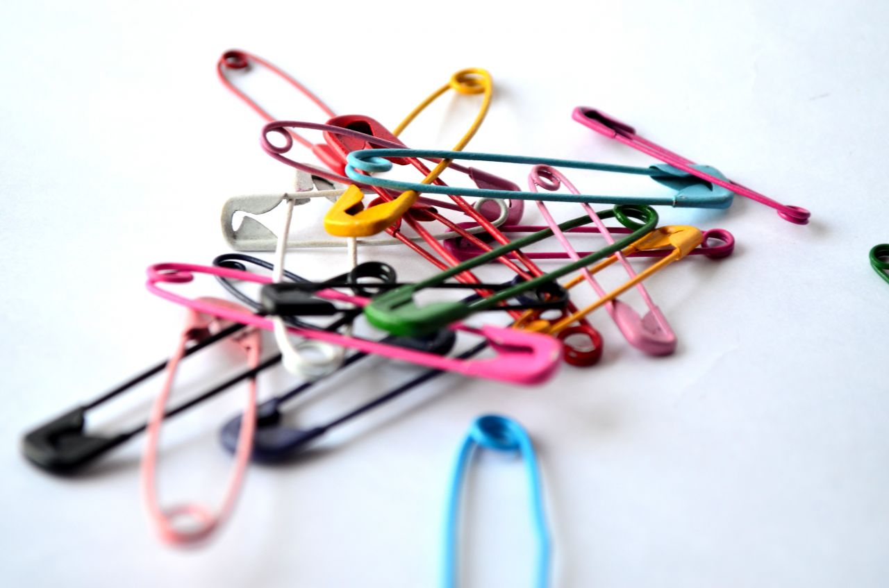 Safety Pins Colorful Stock Free