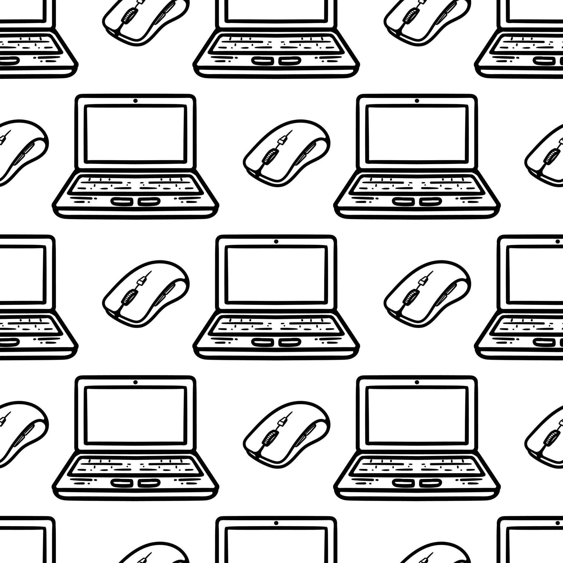 seamless pattern of laptop and mouse vintage style Free Vector