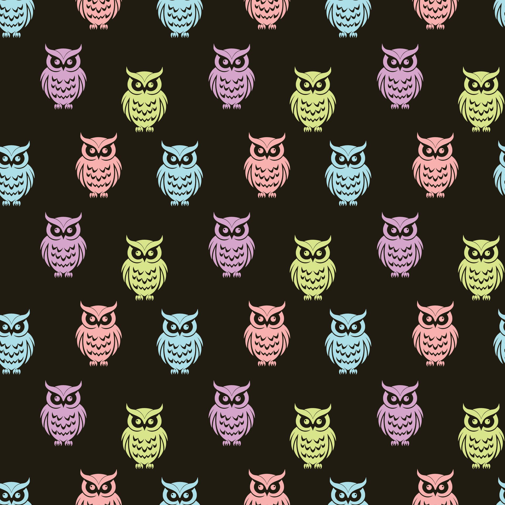 Colored Owls Look Out Seamless Pattern Design Free Vector