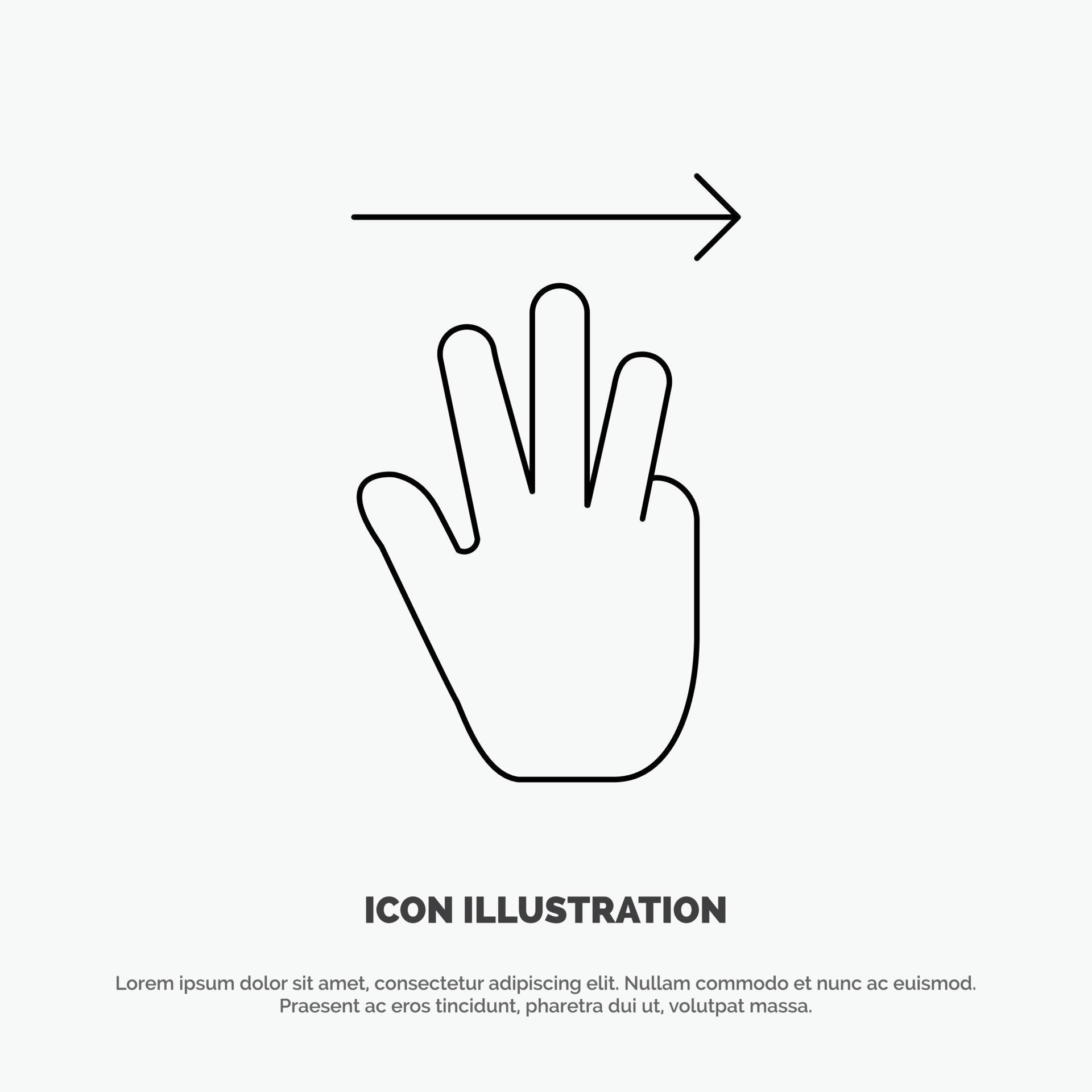 Hand Hand Cursor Up Right Line Icon Vector Stock Free