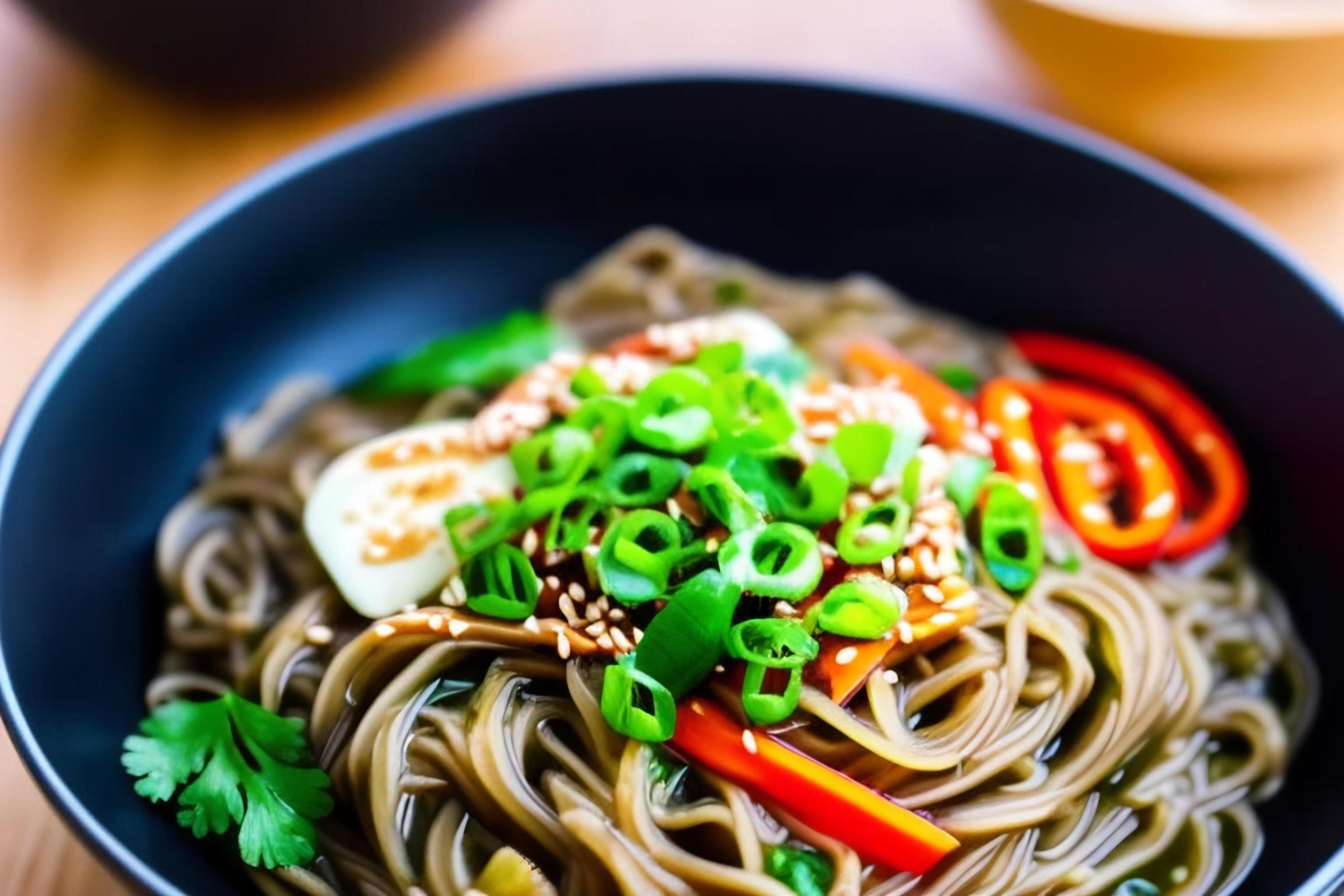 Delicious noodles. Fast food meal with appetizing pasta and chopsticks. Stock Free