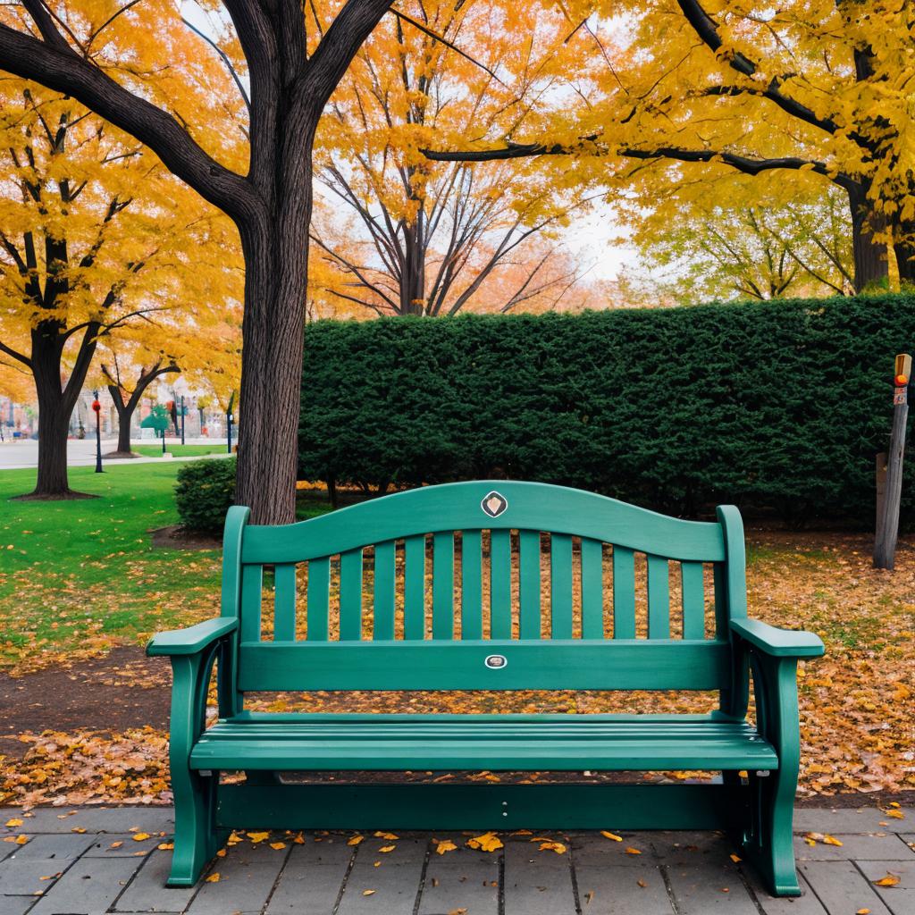 Park bench in brooklyn by @ai_generated