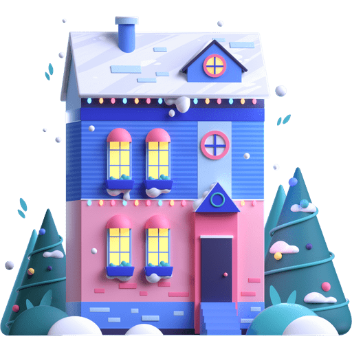 House, christmas, winter 3D illustration