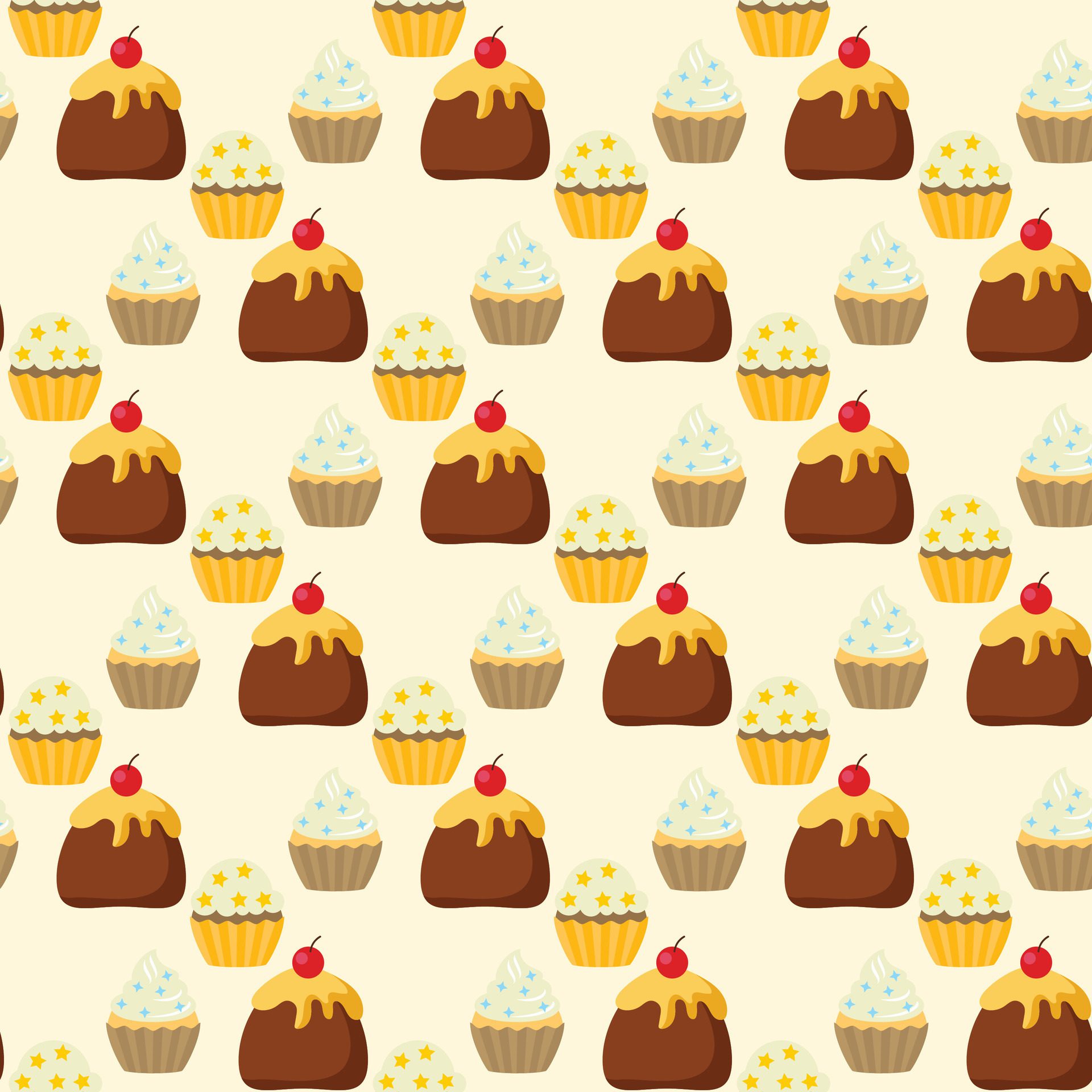 I Love Cupcakes Seamless Pattern Design Free Vector