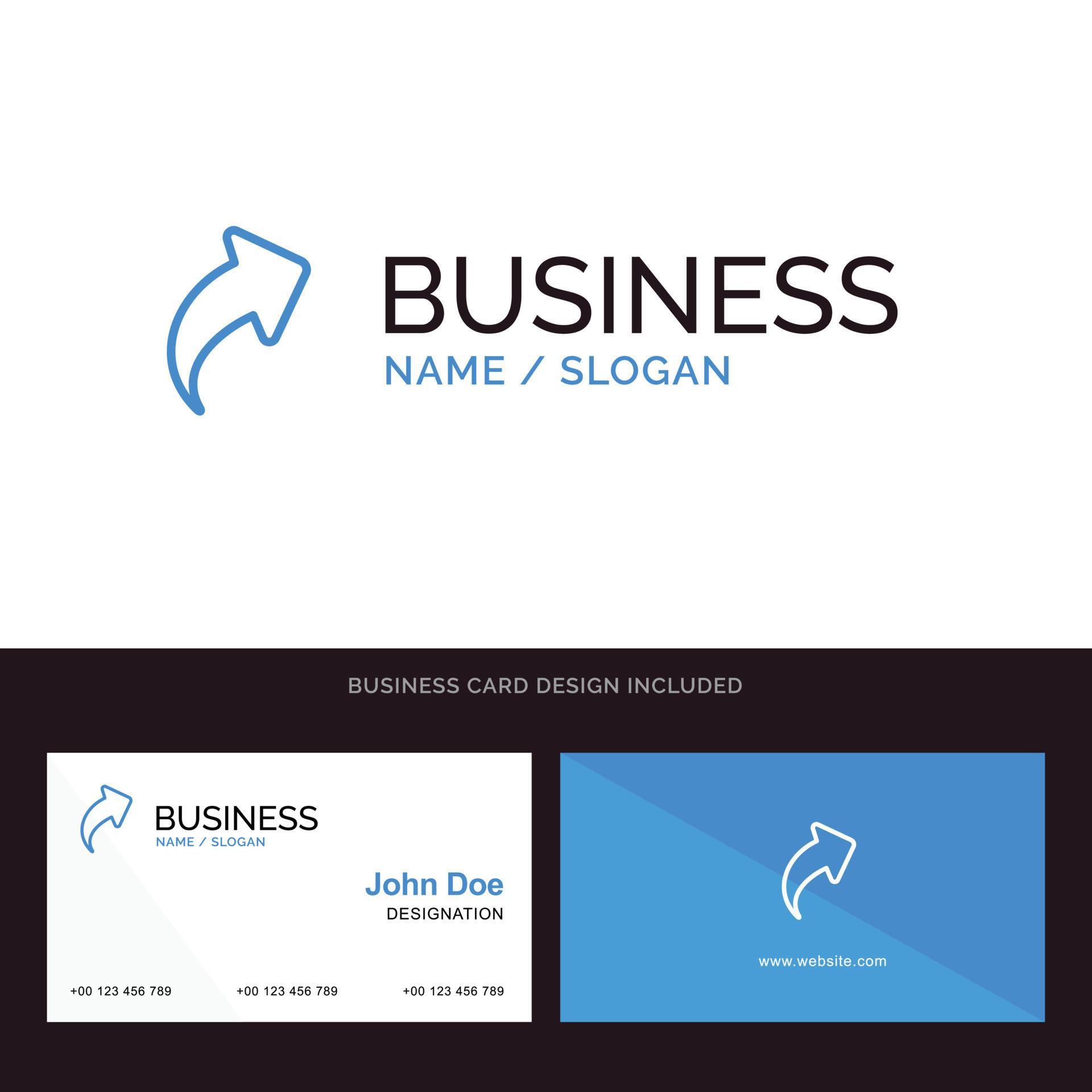 Arrow Up Direction Right Blue Business logo and Business Card Template Front and Back Design Stock Free