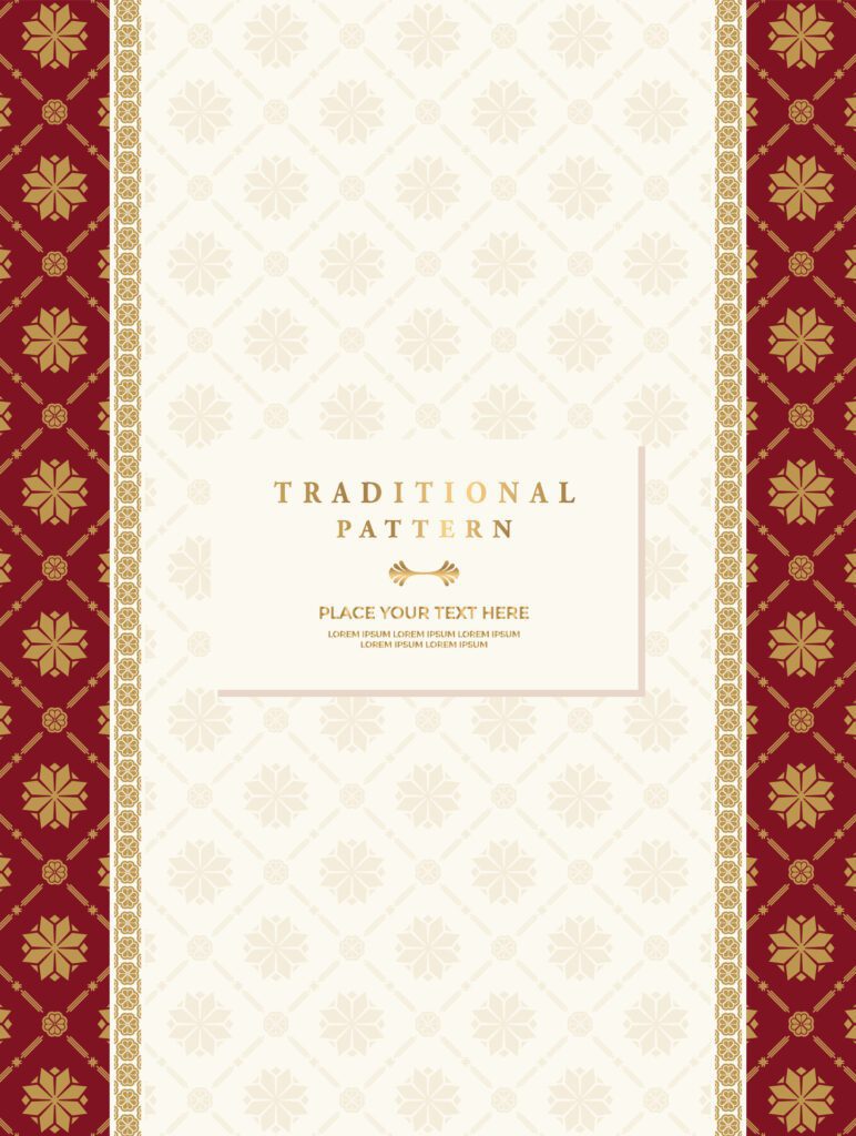 traditional batik pattern background with a decorative frame and a place for text Free Vector