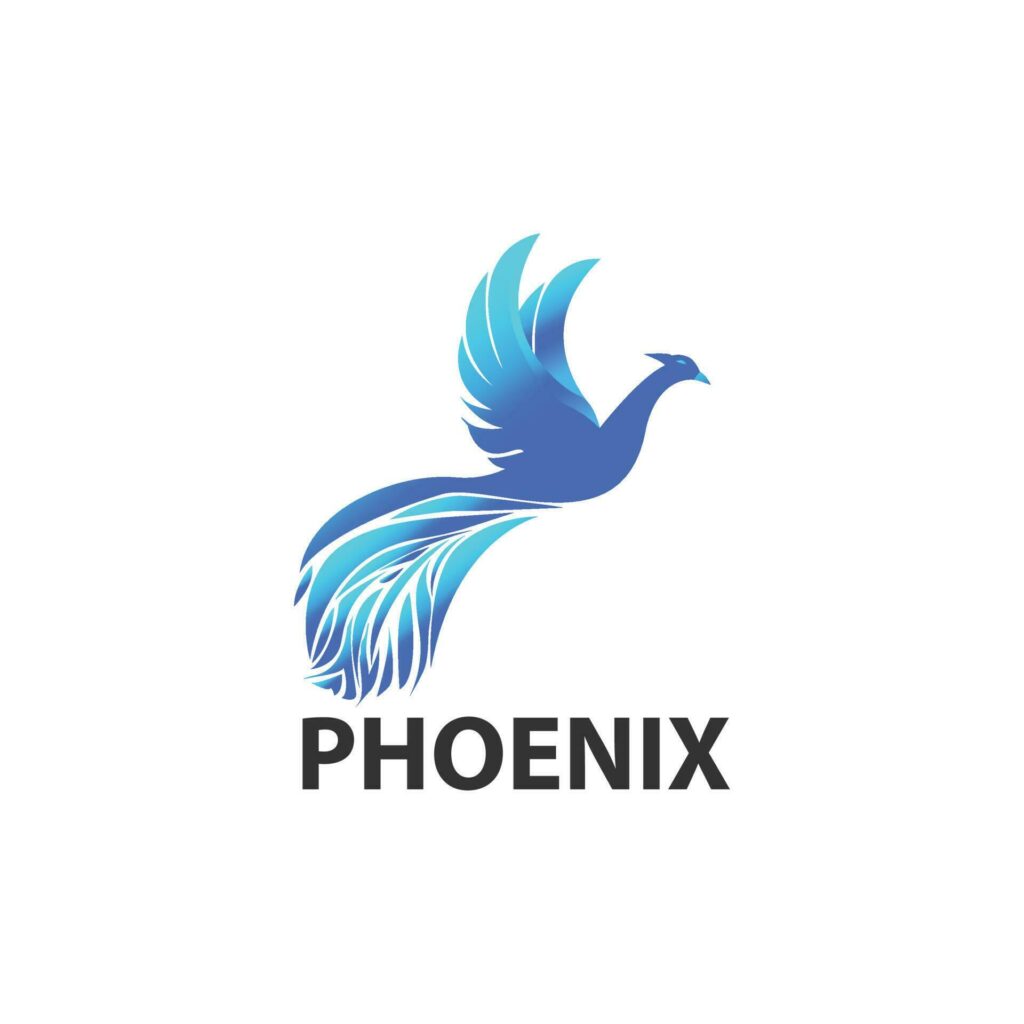 phoenix vector logo, red bird in blue. suitable for business and tattoo use. Stock Free