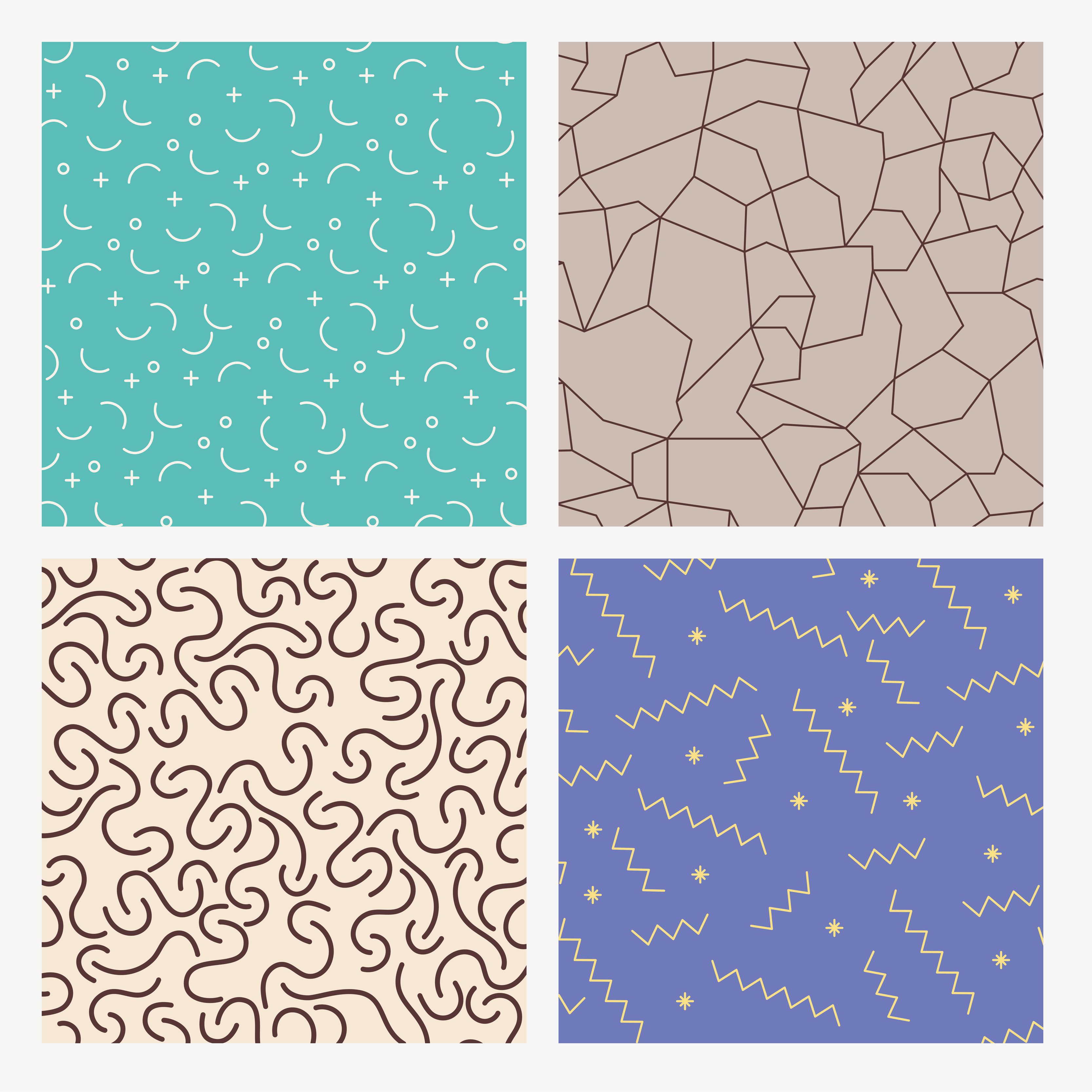 textures patterns four colors Free Vector