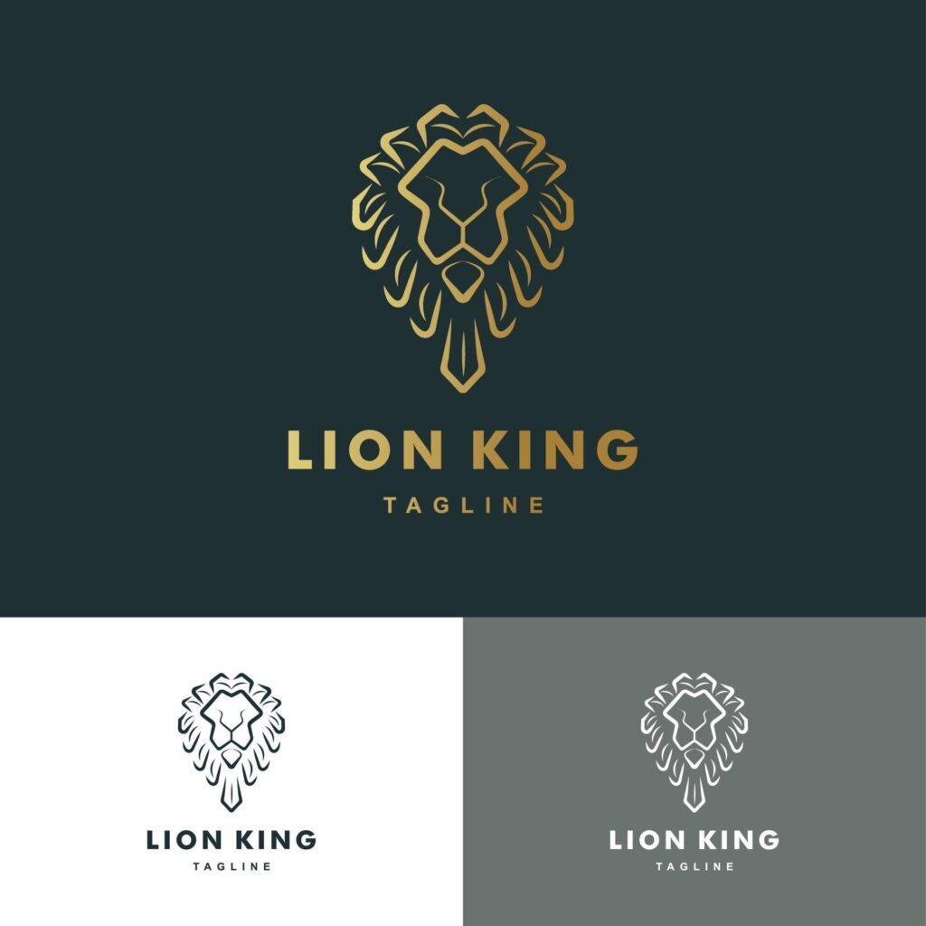 Mascot lion logo with gold color, icon set Illustration Vector Graphic Stock Free