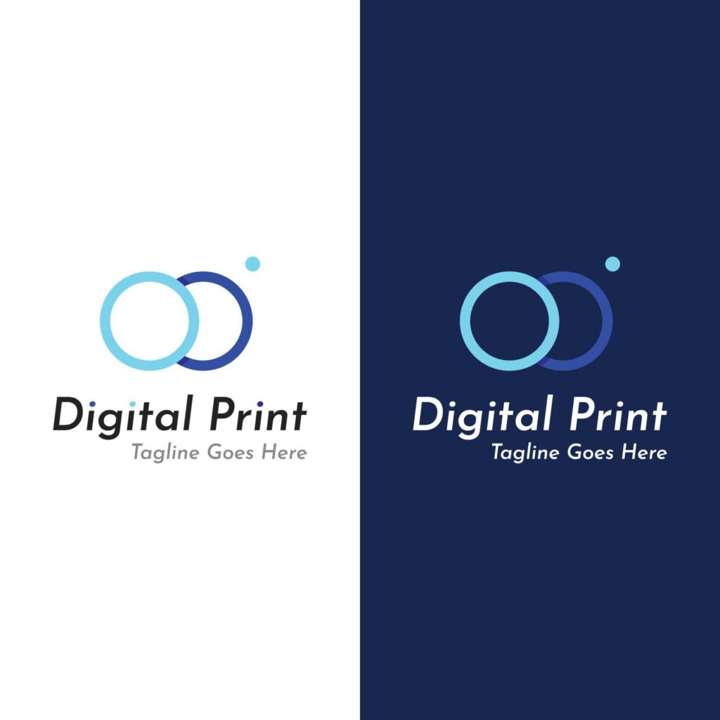 Abstract colorful logo digital printing, printing services, media, technology and the internet. With a modern and simple concept. Stock Free