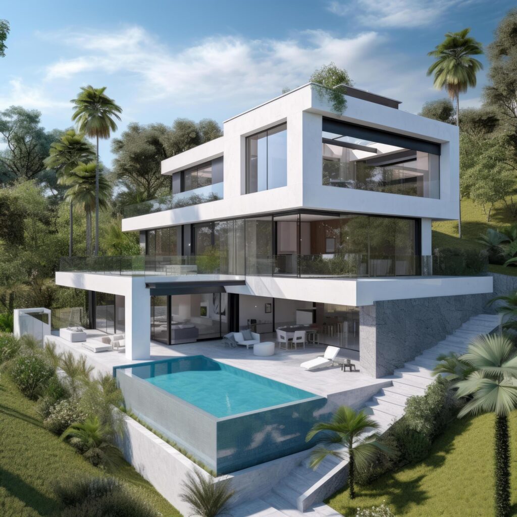 Modern villa. Real estate. Illustration Stock Free