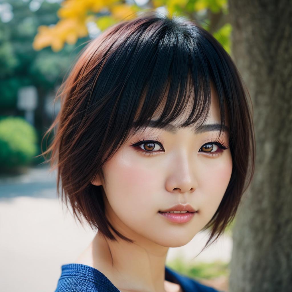 Japanese woman, short hair by @ai_generated