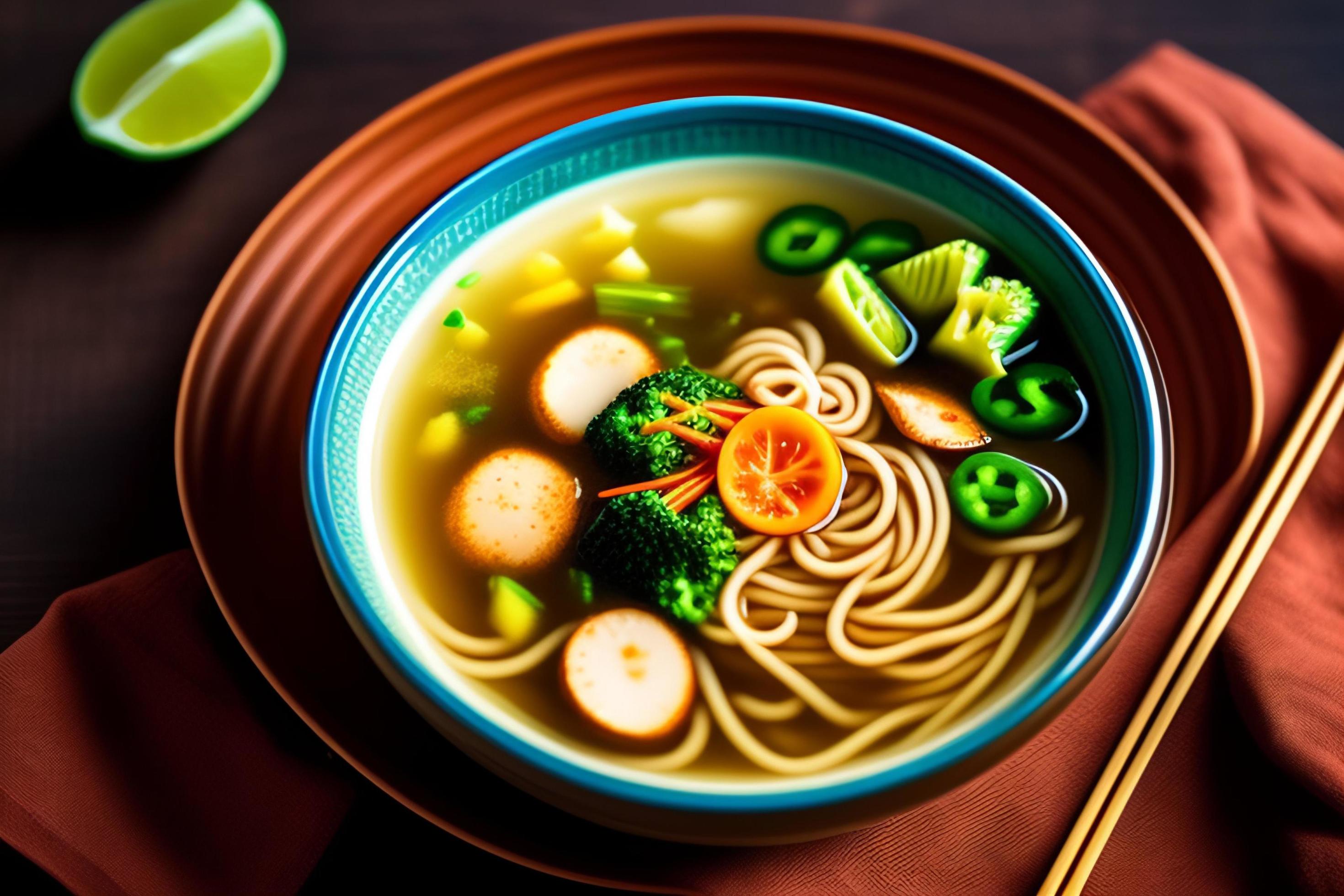 Delicious noodles. Fast food meal with appetizing pasta and chopsticks. Stock Free