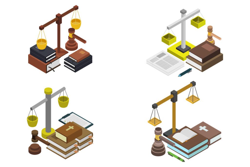 Justice isometric on white background Free Vector