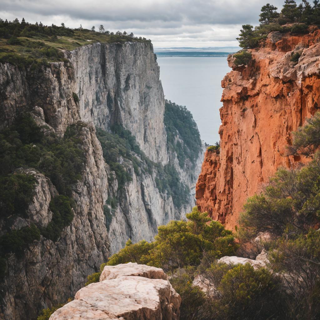 A Rocky cloudy Cliff by @ai_generated