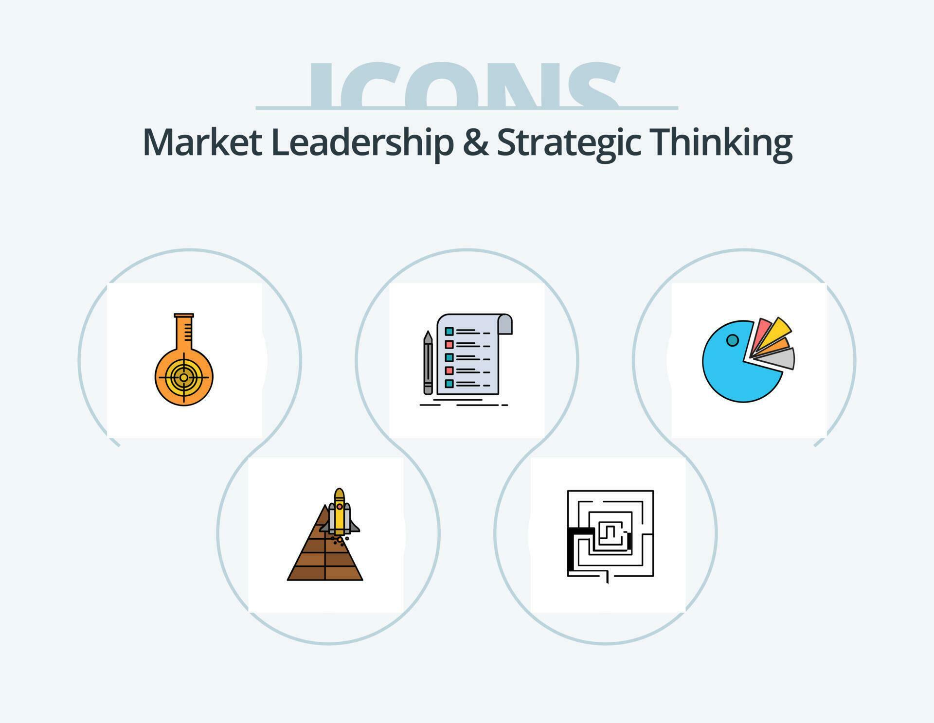 Market Leadership And Strategic Thinking Line Filled Icon Pack 5 Icon Design. space. office. arrow. building. bucks Stock Free