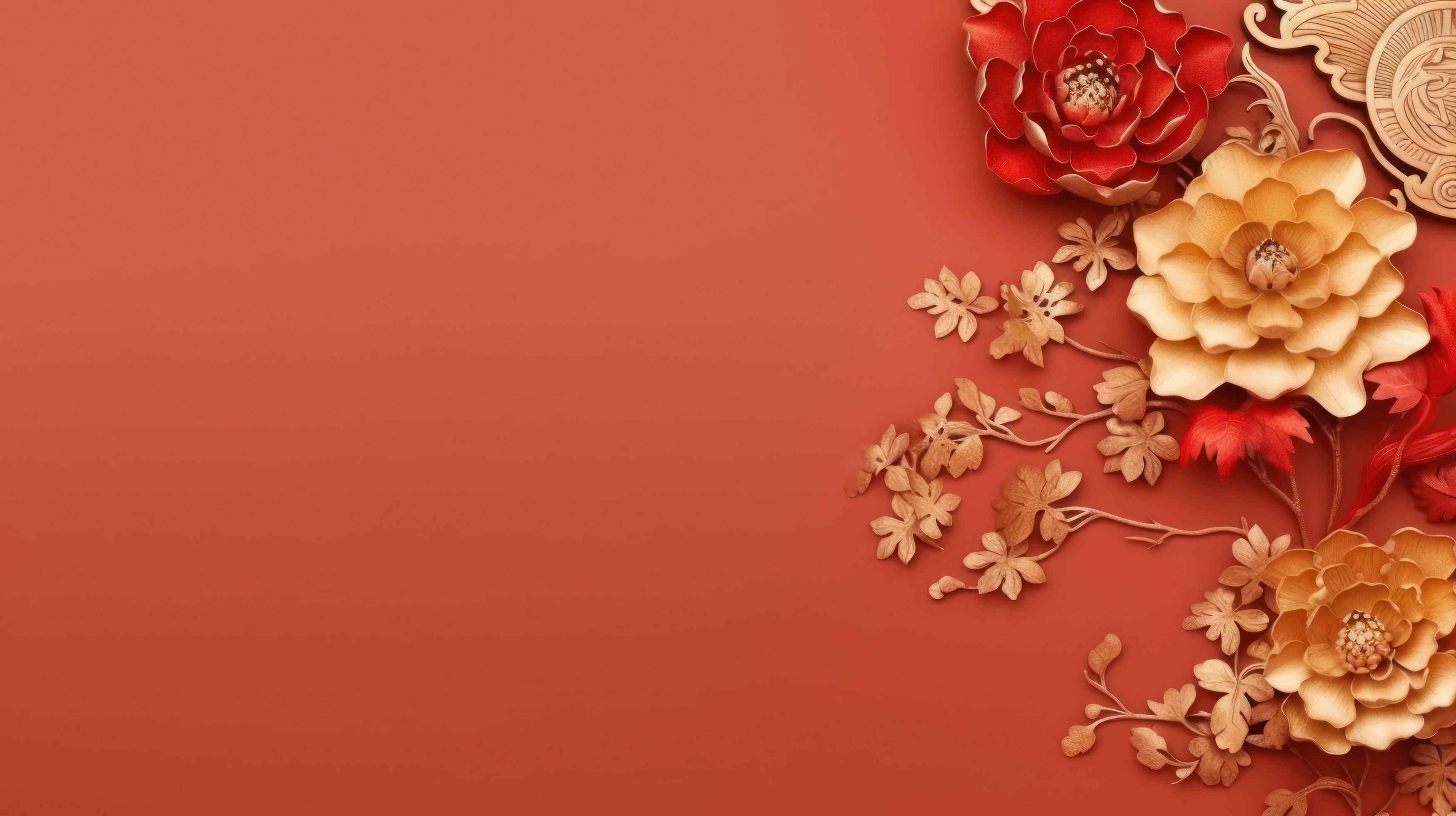 Chinese holiday background with flowers Stock Free