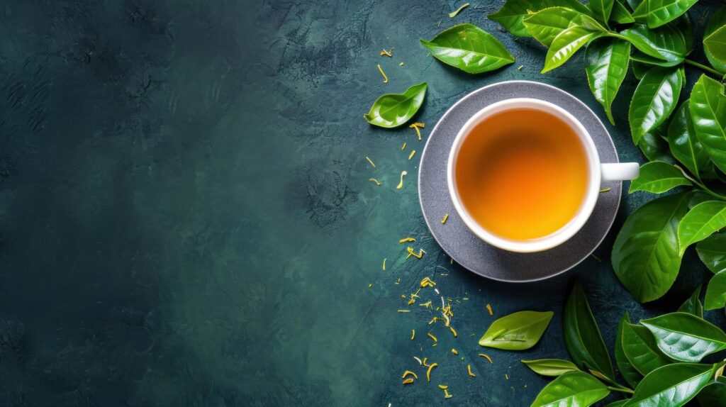 Green Tea advertisment background with copy space Free Photo